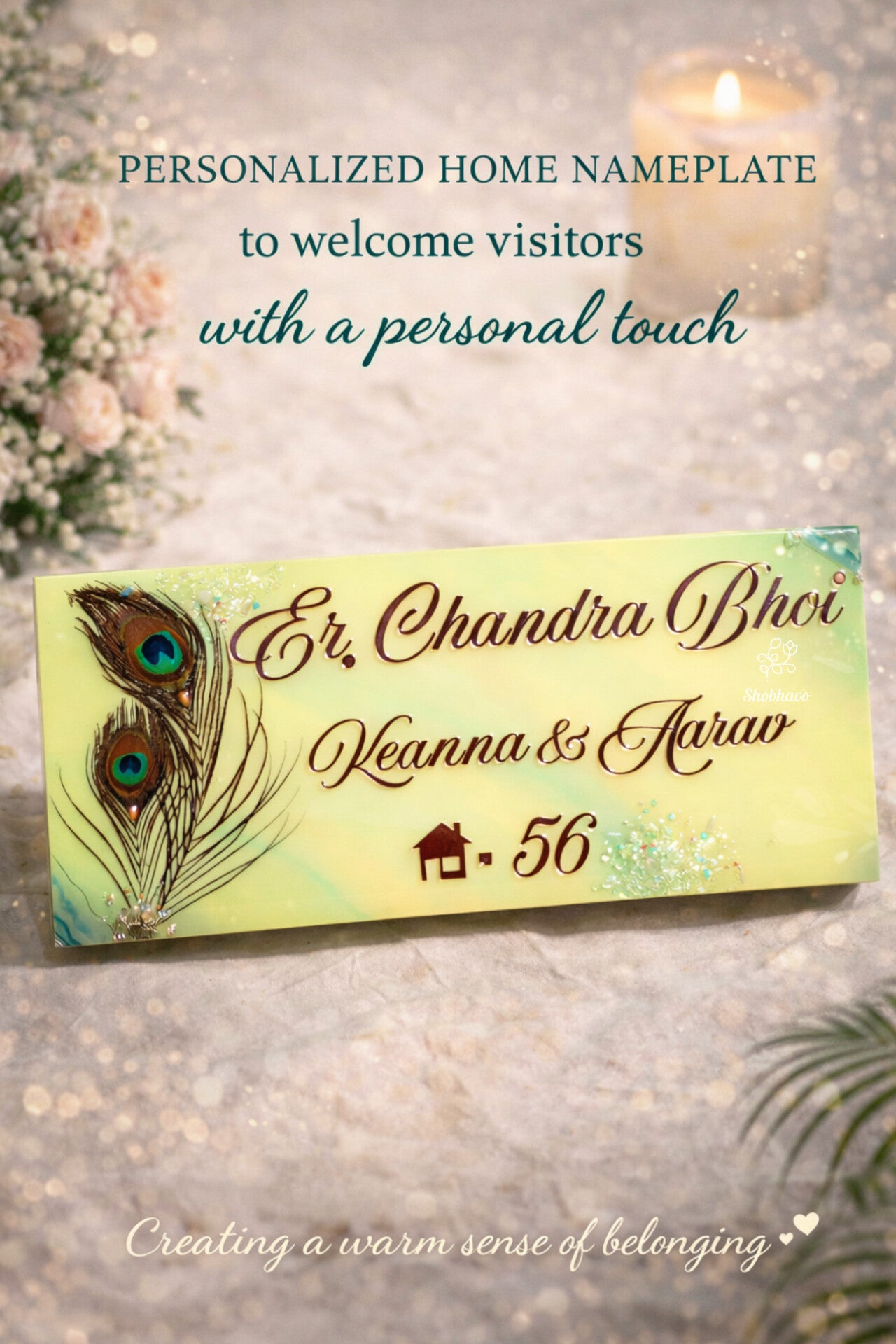 Royal Morpankh Resin Nameplate – Personalized Home Entrance Décor