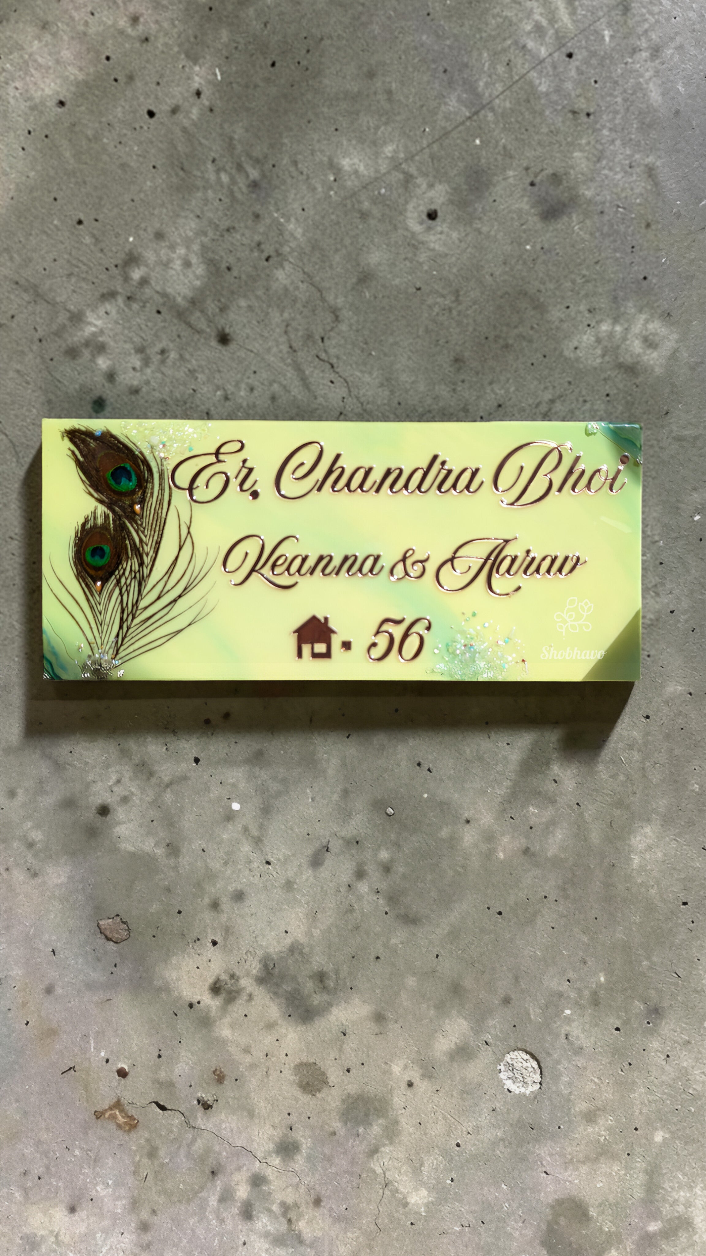 Royal Morpankh Resin Nameplate – Personalized Home Entrance Décor