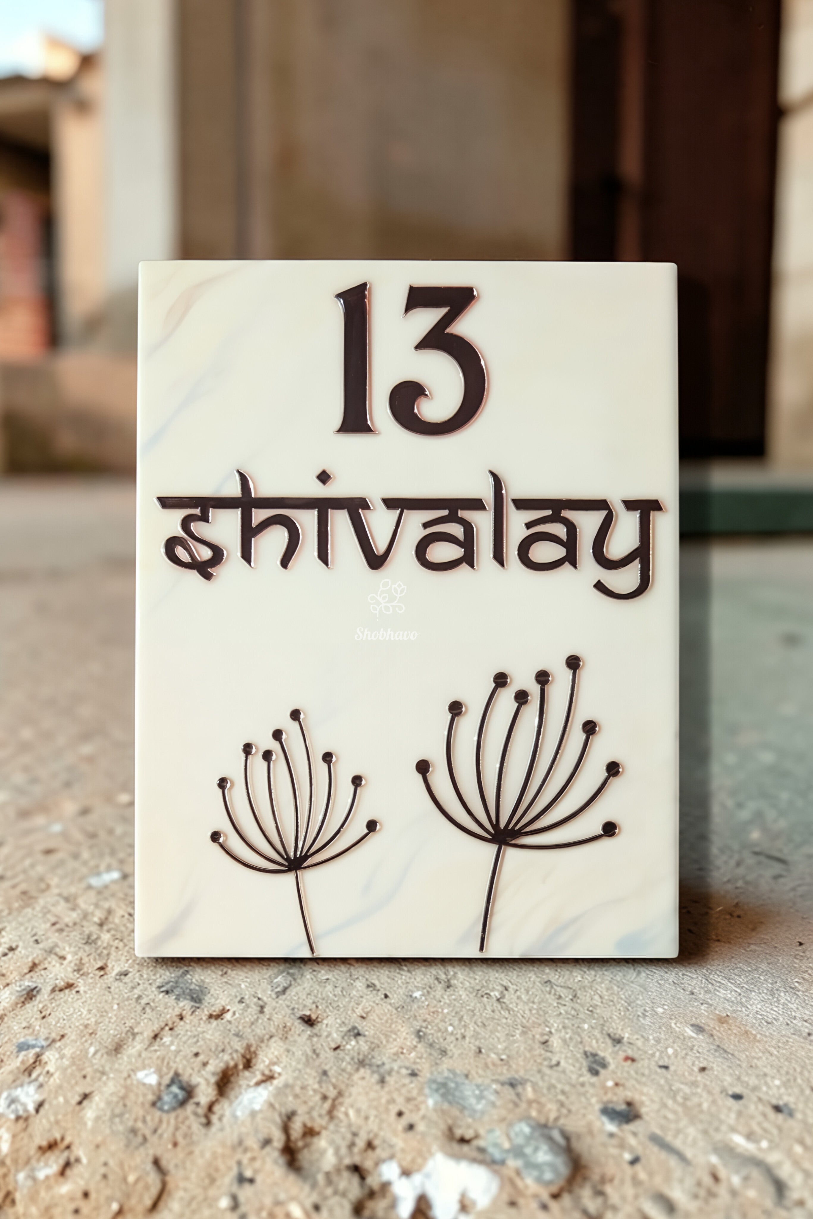 Marble Elegance Resin Nameplate – Personalized Home Entrance Décor
