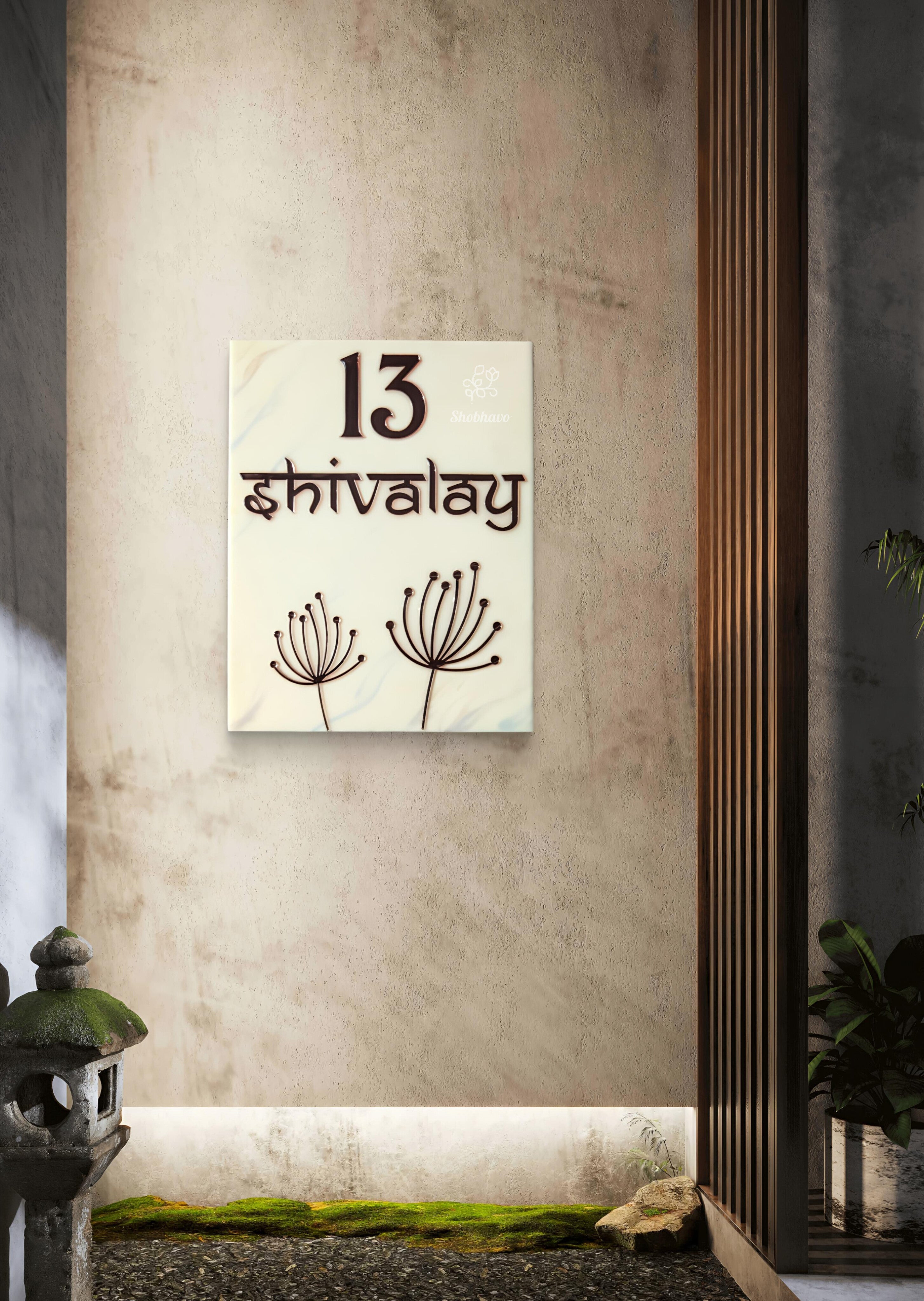 Marble Elegance Resin Nameplate – Personalized Home Entrance Décor