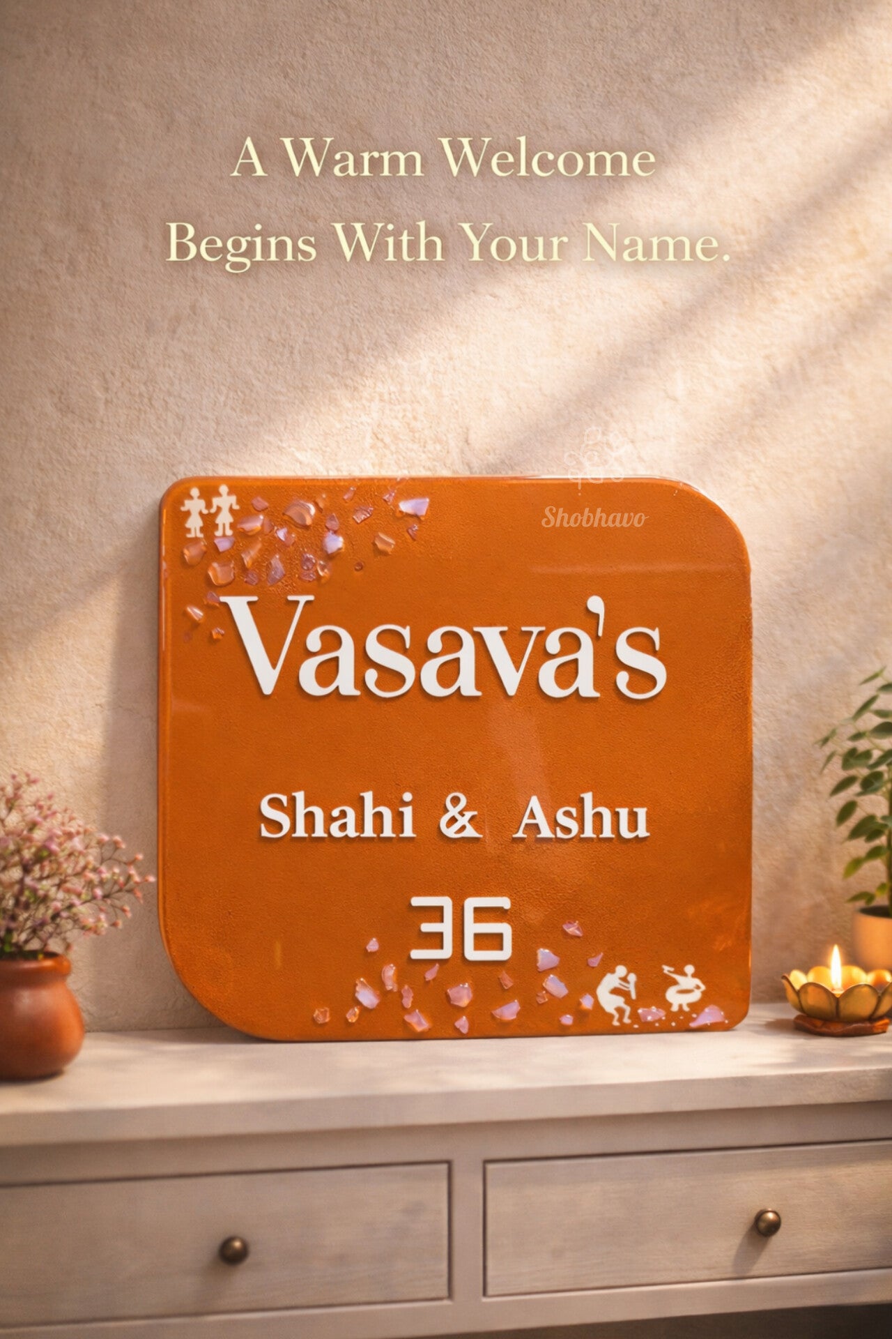 Modern Square Resin Nameplate –  House Nameplate