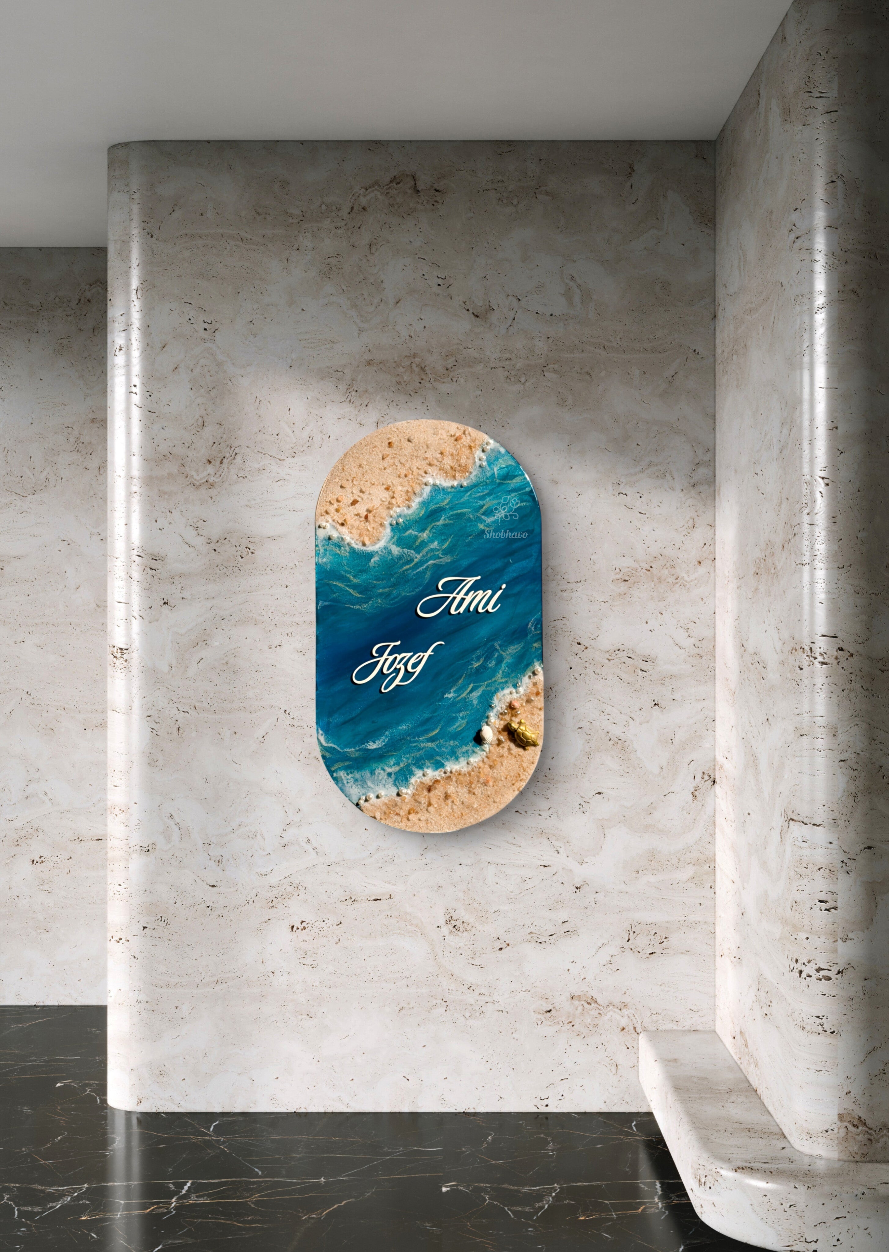 Ocean Whisper Resin Nameplate – Personalized Beach-Inspired Home Décor