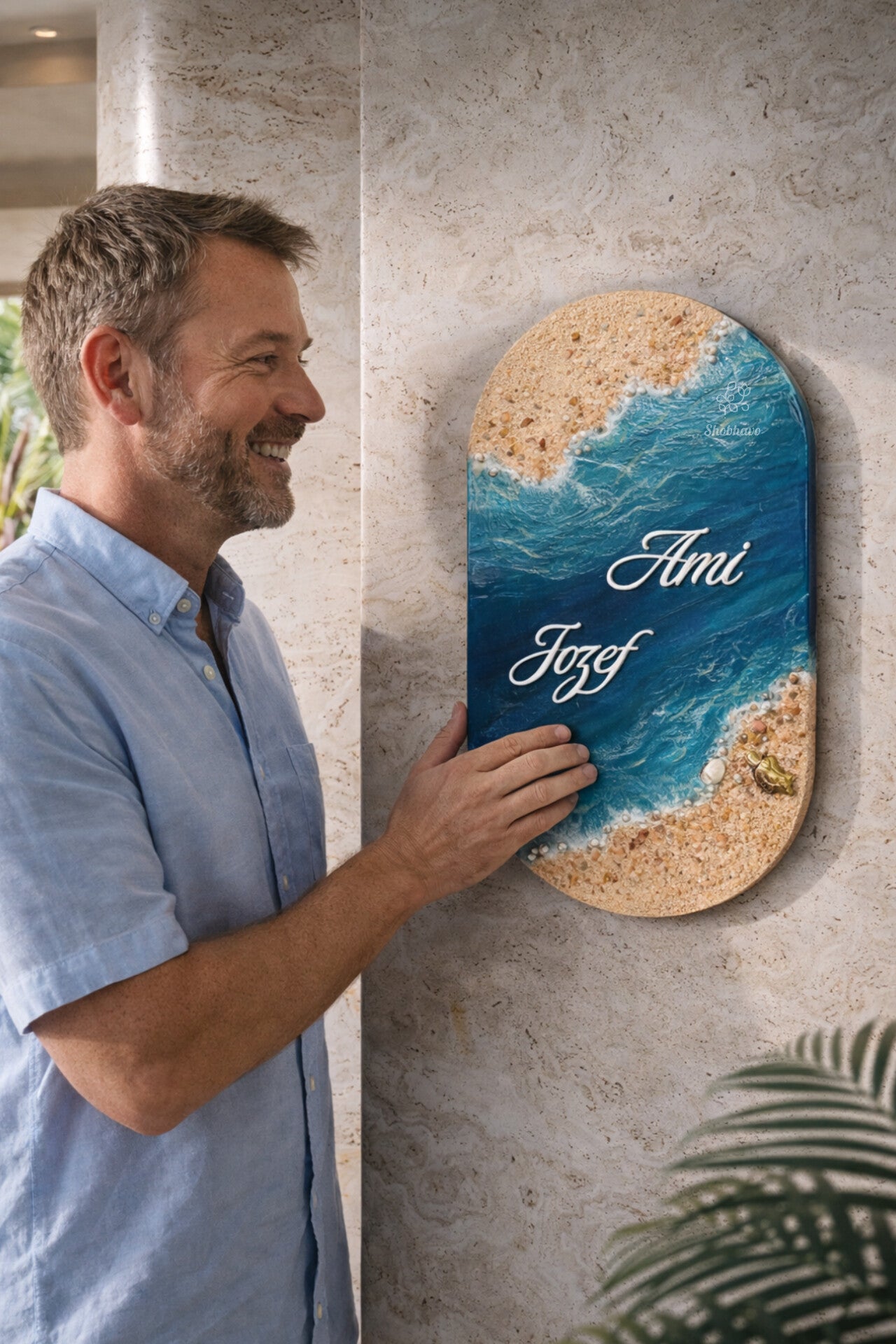 Ocean Whisper Resin Nameplate – Personalized Beach-Inspired Home Décor