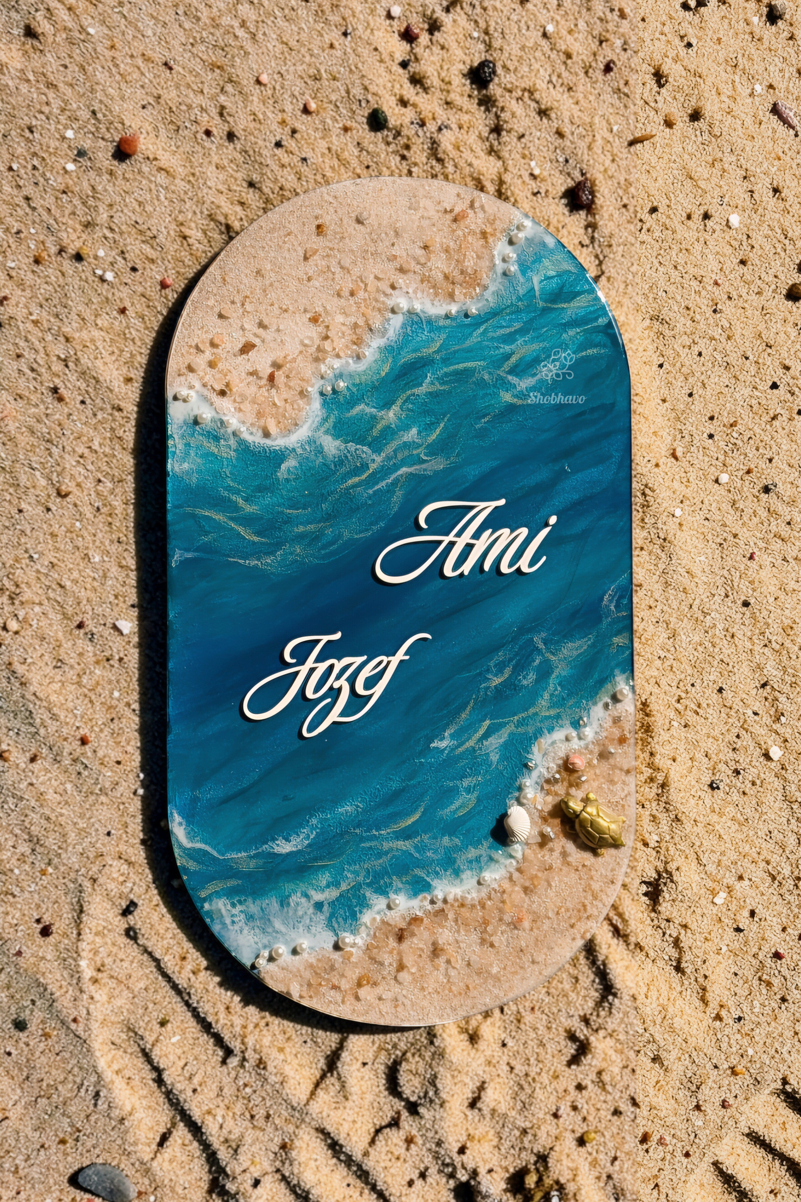 Ocean Whisper Resin Nameplate – Personalized Beach-Inspired Home Décor