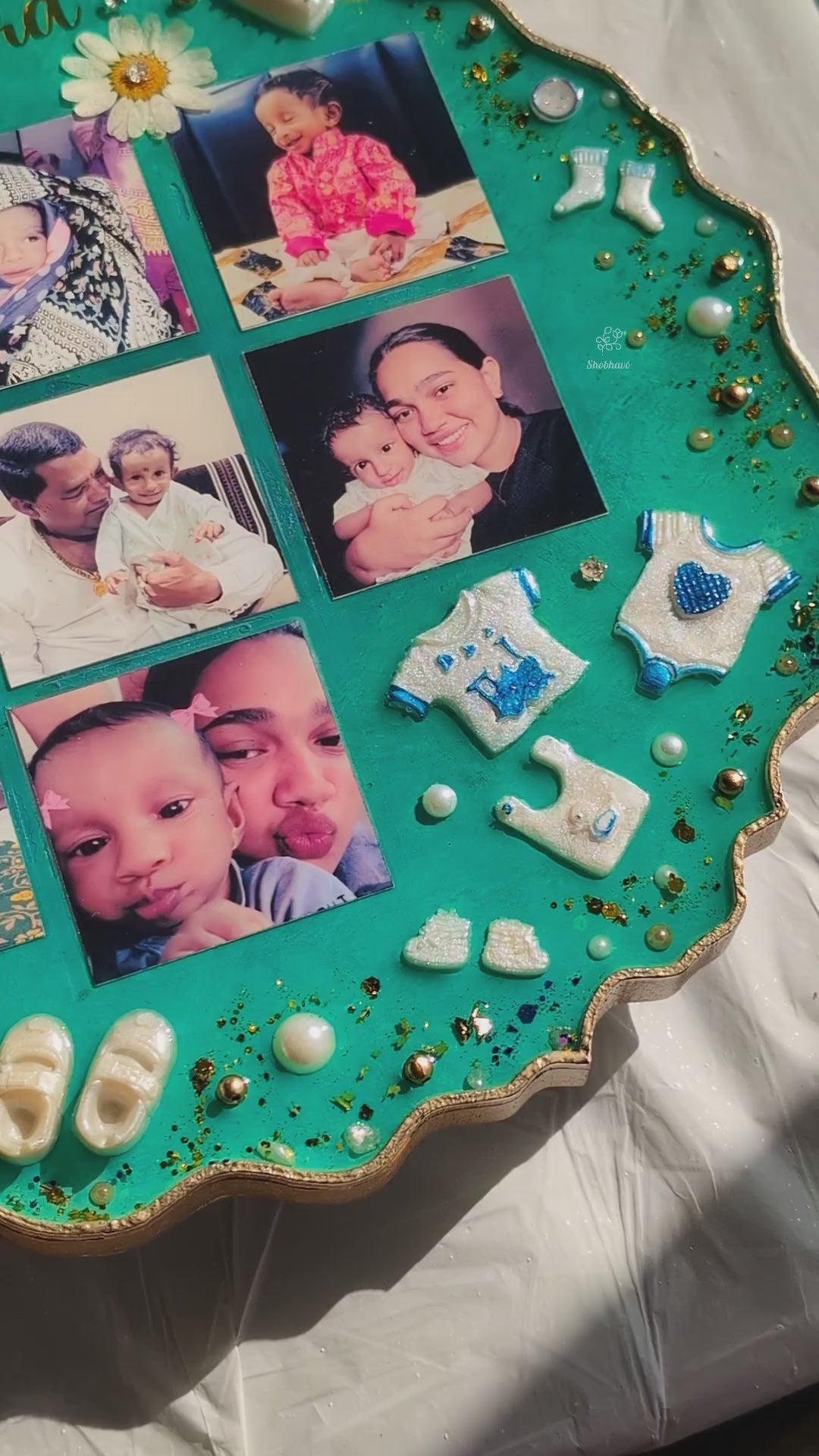 Baby Memory Resin Photo Frame – Personalized First Birthday Keepsake Gift
