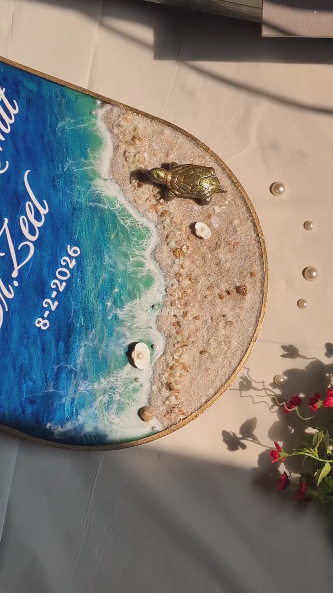 Tides of Love – Personalized Beach Theme Resin Memory Keepsake Frame