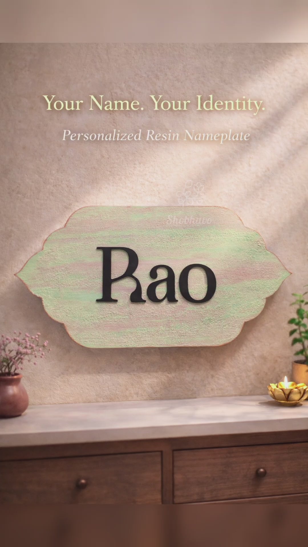 Jarokha Matt Finish Resin Nameplate – Personalized Home Entrance Décor