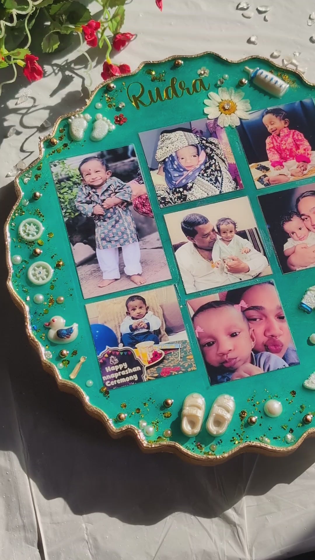Baby Memory Resin Photo Frame – Personalized First Birthday Keepsake Gift