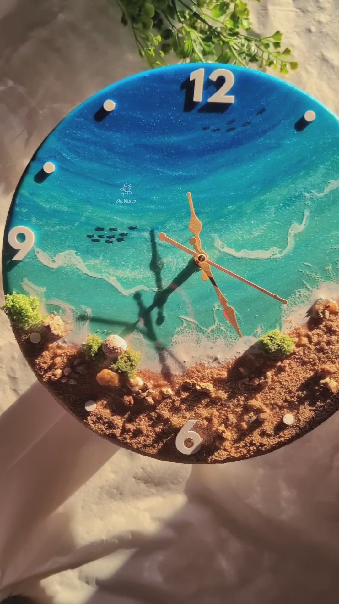 Ocean Breeze Flat Wave Resin Wall Clock – Handcrafted Coastal Home Décor