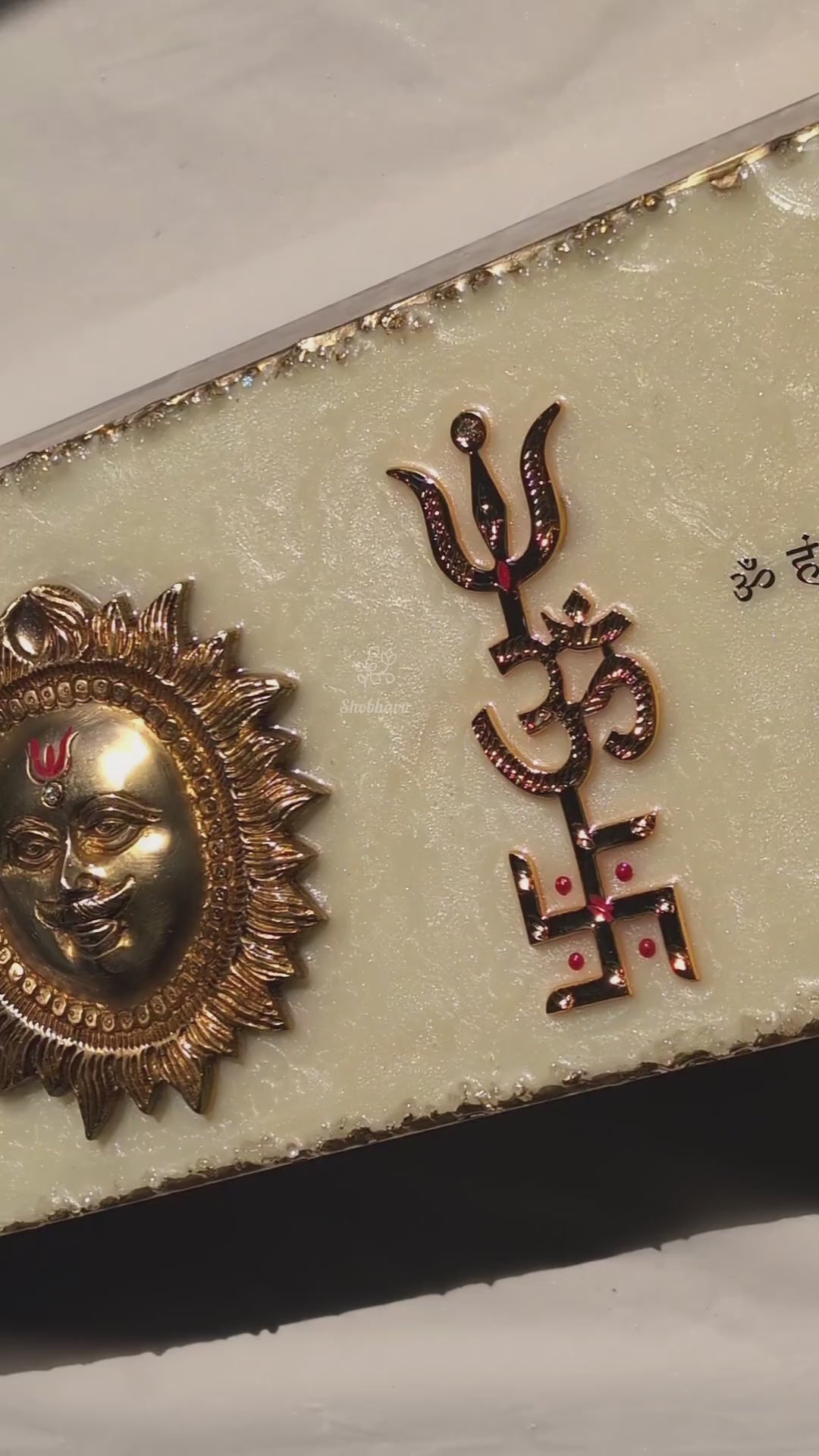 Surya Shakti Entrance Wall Art – Handcrafted Brass Resin Blessing Frame for Home