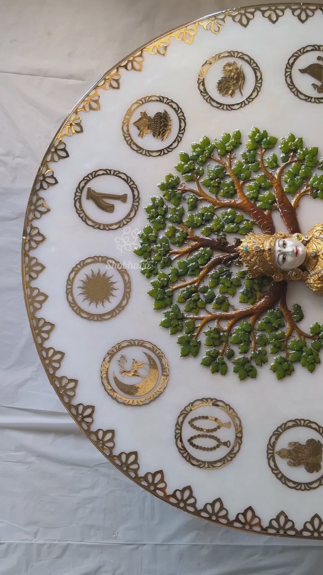 Luxury Navakar Mantra Resin Wall Art with Mahavir Swami & 14 Swapna – Handcrafted Jain Home Décor