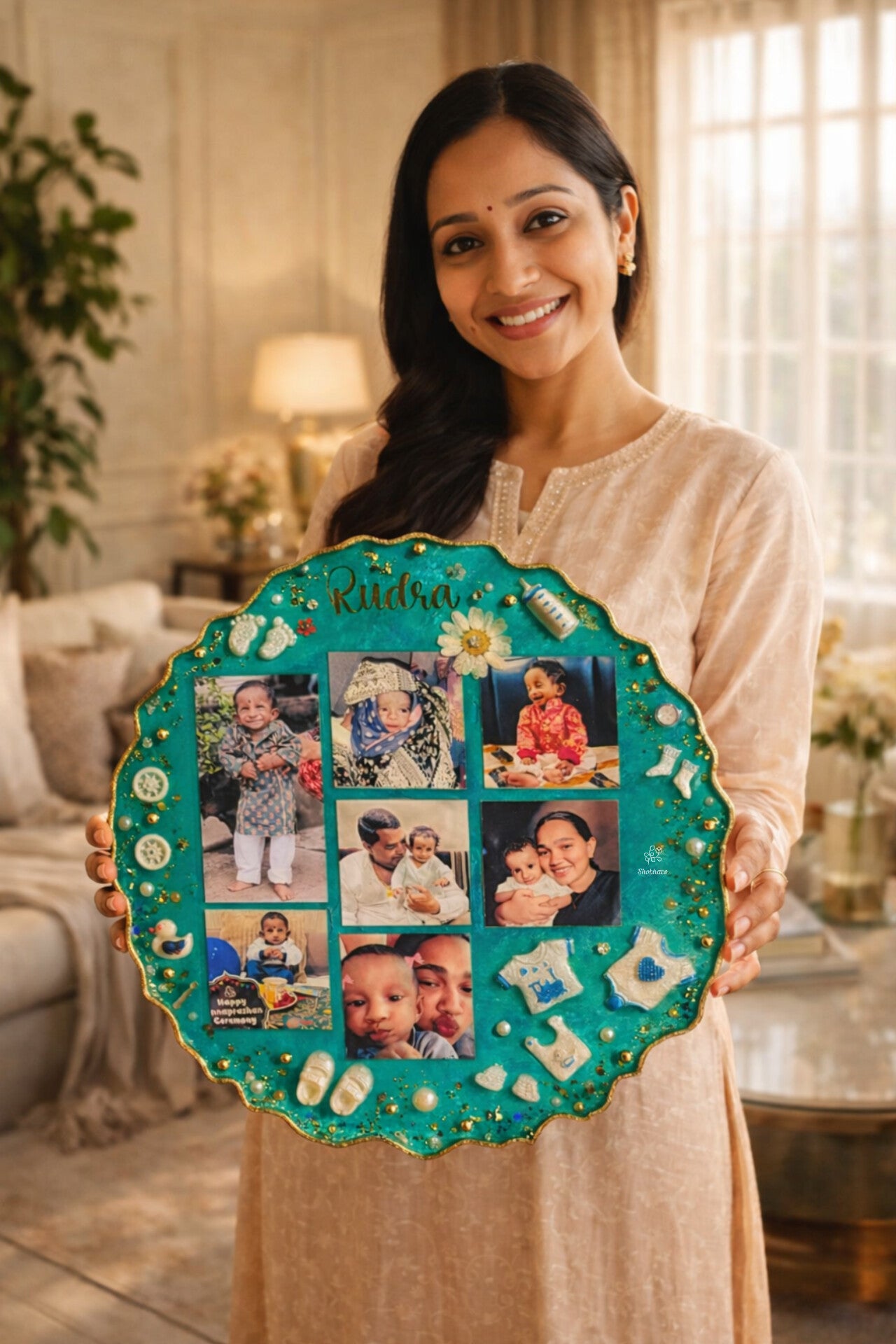 Baby Memory Resin Photo Frame – Personalized First Birthday Keepsake Gift