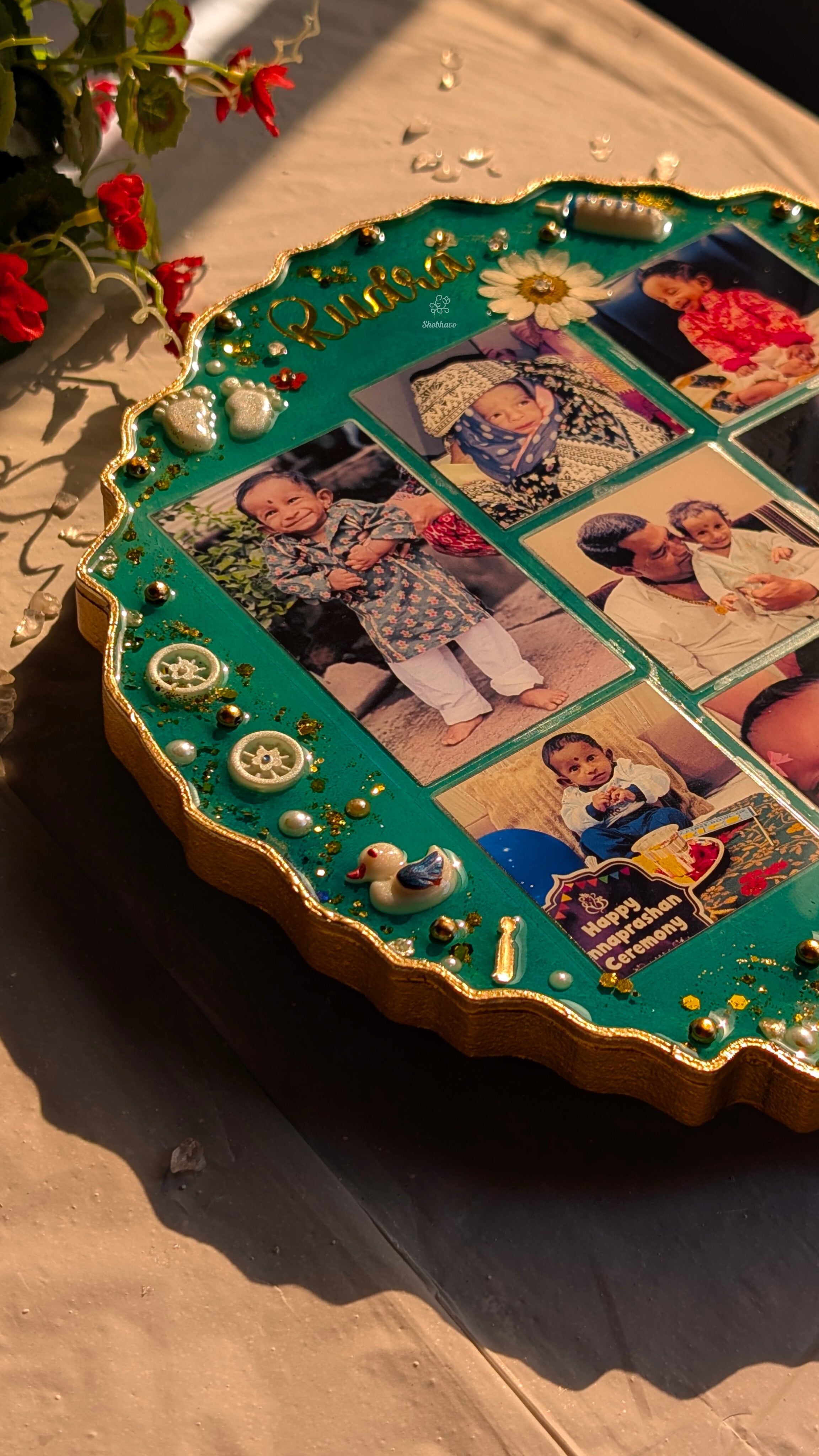 Baby Memory Resin Photo Frame – Personalized First Birthday Keepsake Gift