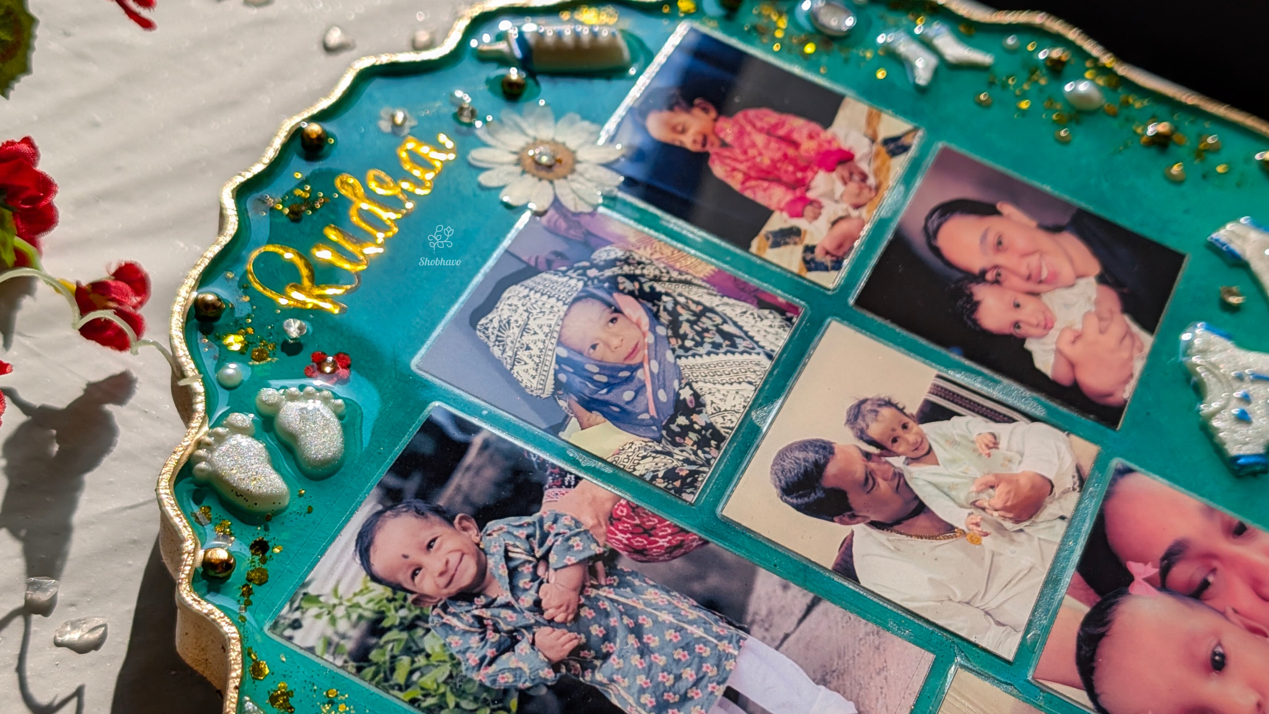 Baby Memory Resin Photo Frame – Personalized First Birthday Keepsake Gift