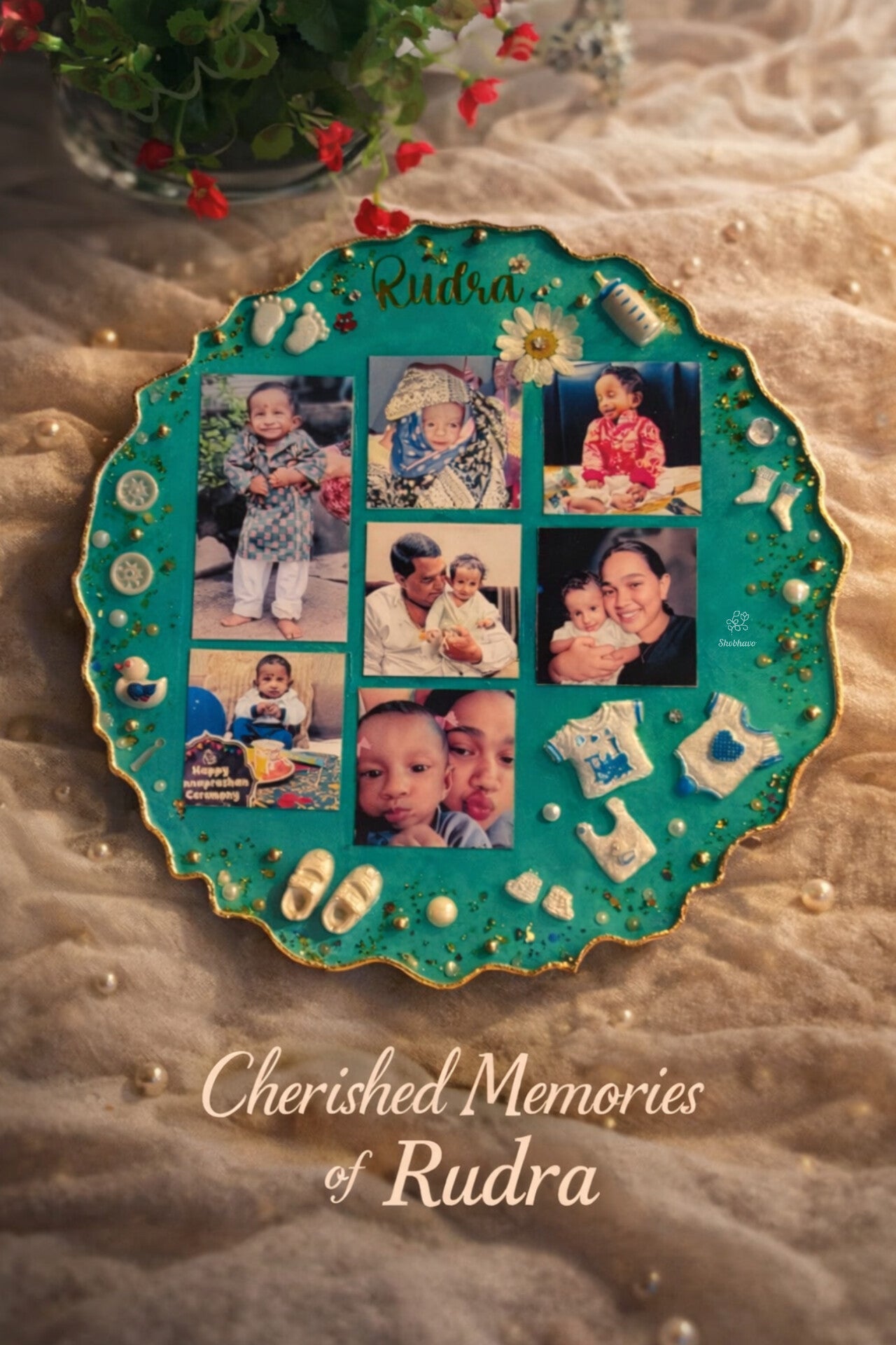 Baby Memory Resin Photo Frame – Personalized First Birthday Keepsake Gift