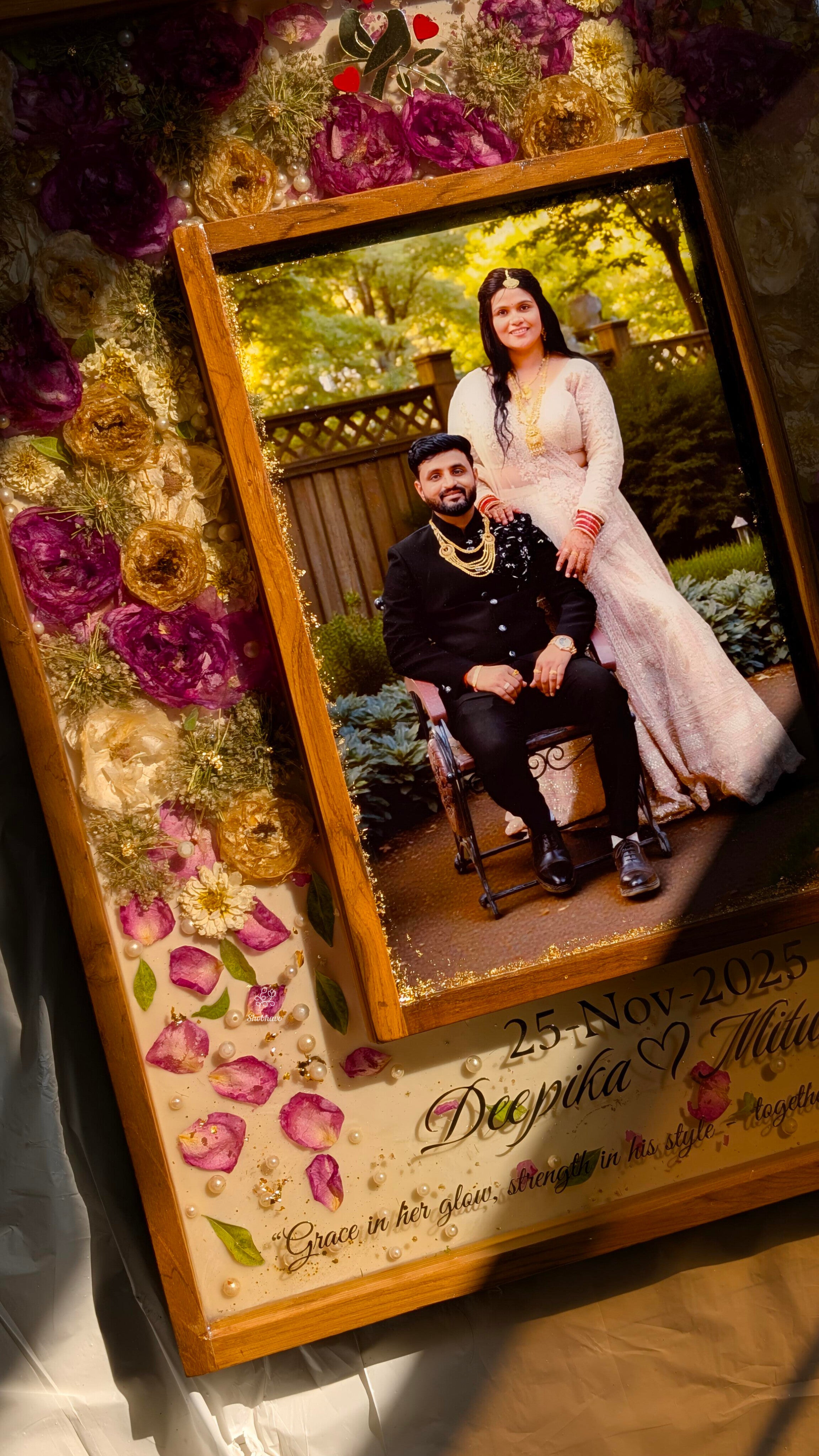 Royal Varmala Preservation Resin Frame – Eternal Wedding Memory Keepsake-Deepika & Mitul