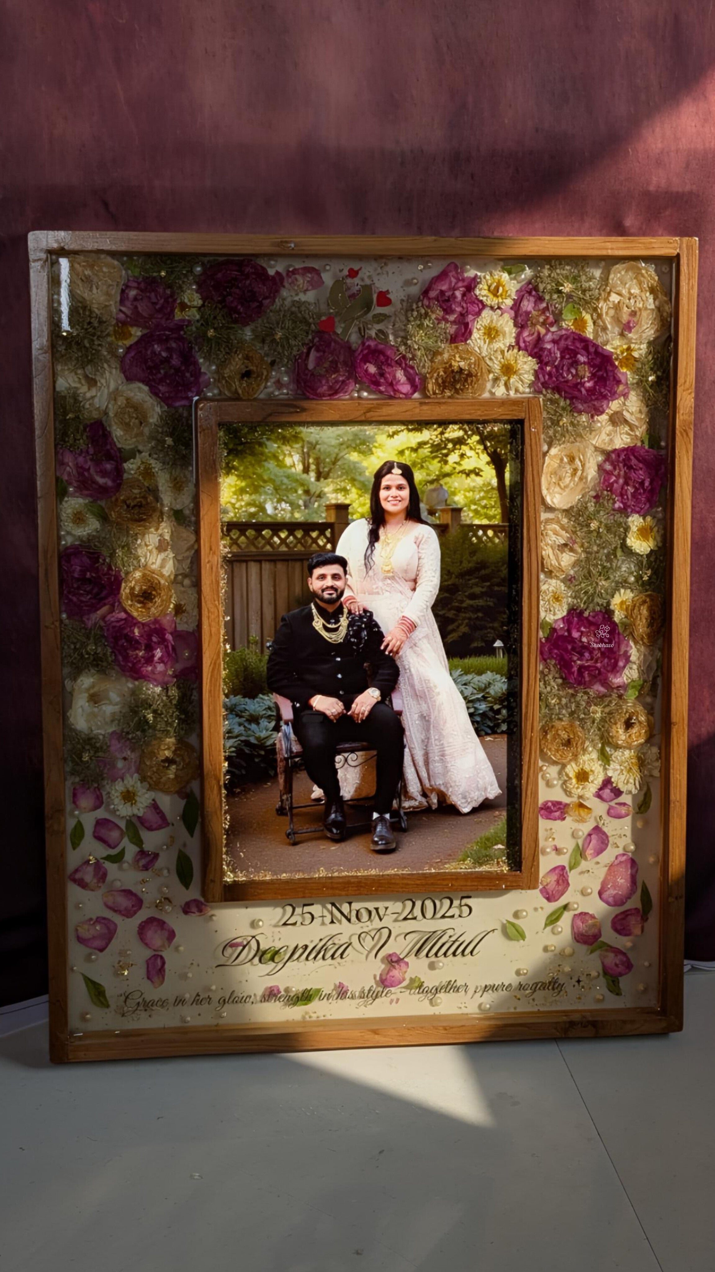 Royal Varmala Preservation Resin Frame – Eternal Wedding Memory Keepsake-Deepika & Mitul