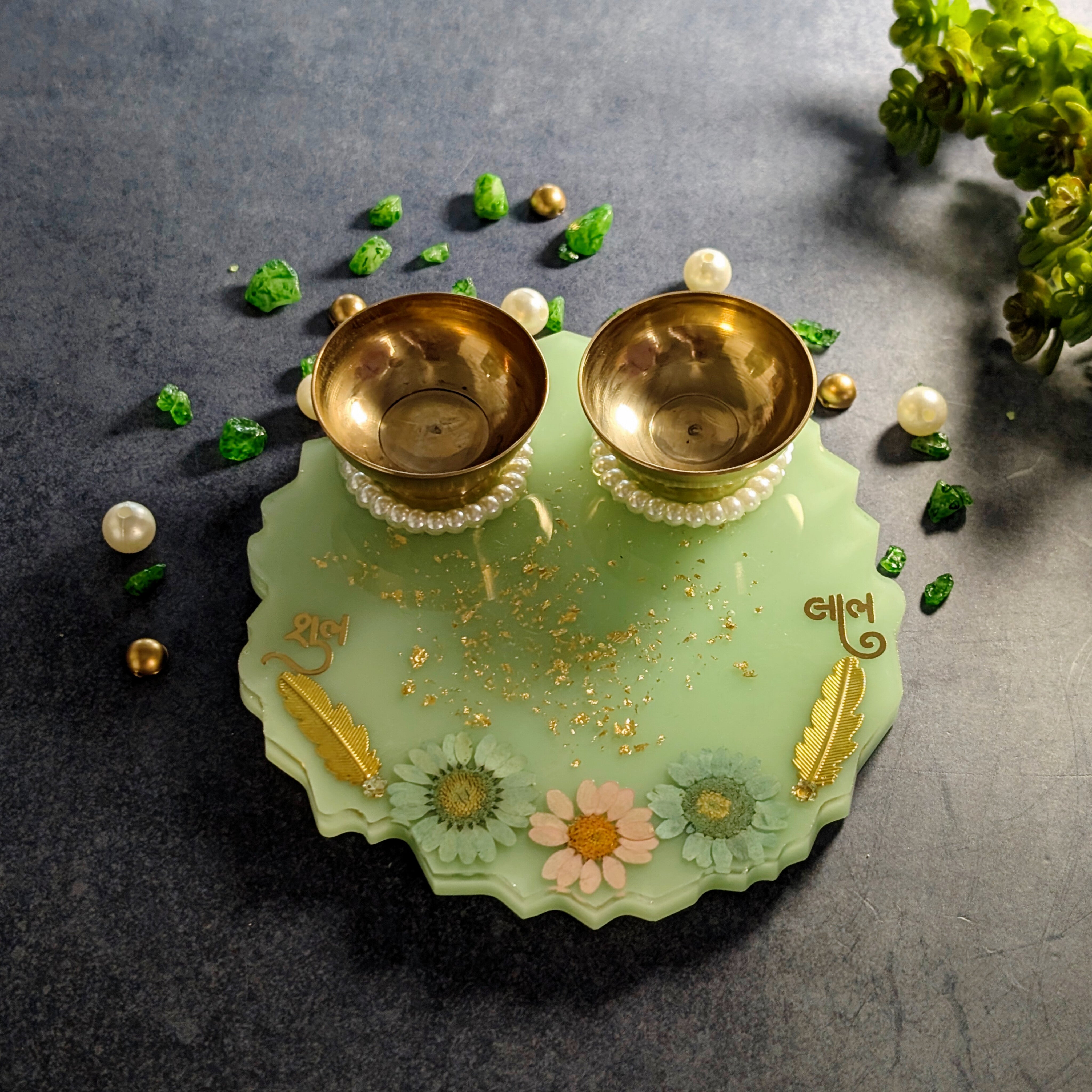 Resin Pooja Thali – Handcrafted Decorative Puja Plate for Festivals & Gifting