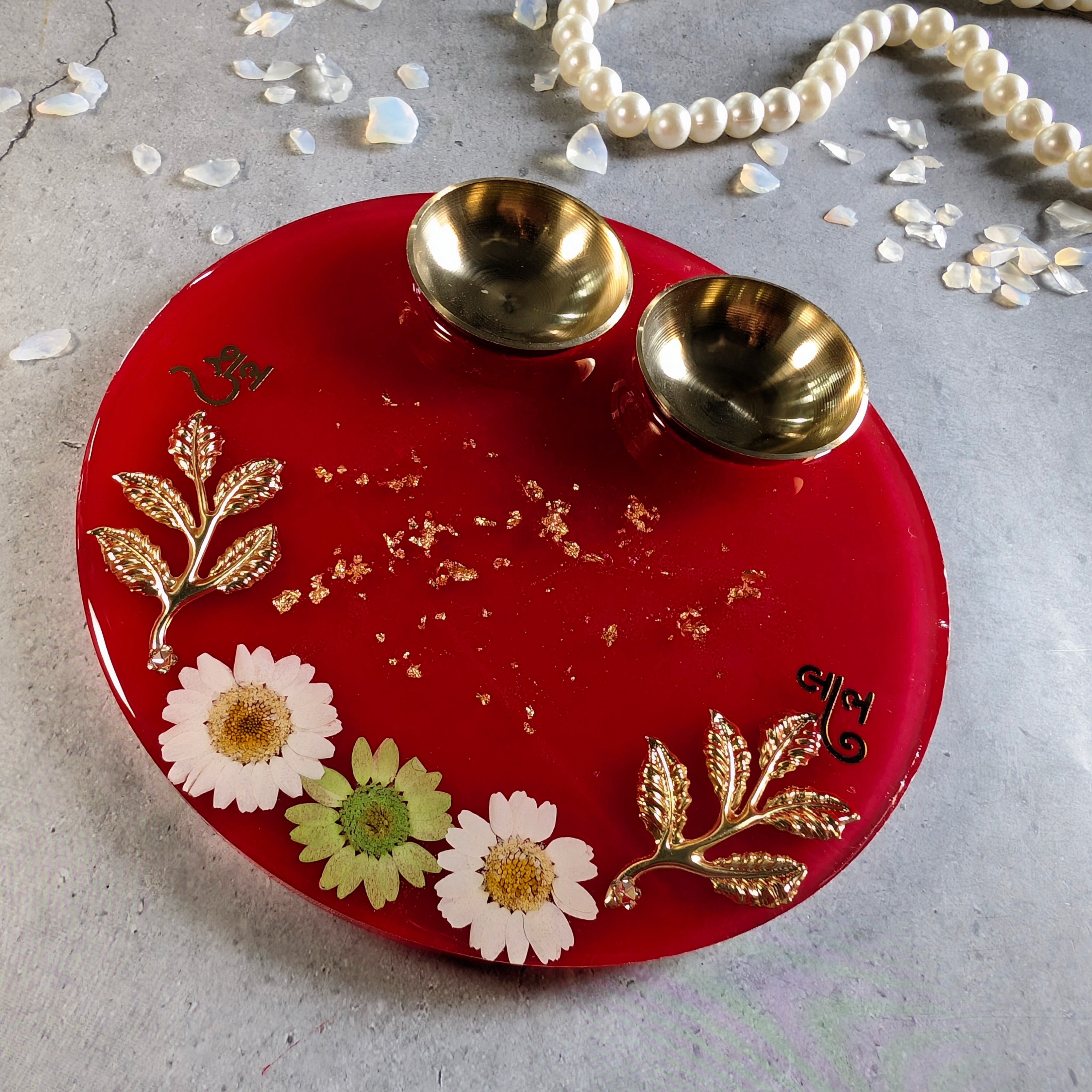 Resin Pooja Thali – Handcrafted Decorative Puja Plate for Festivals & Gifting