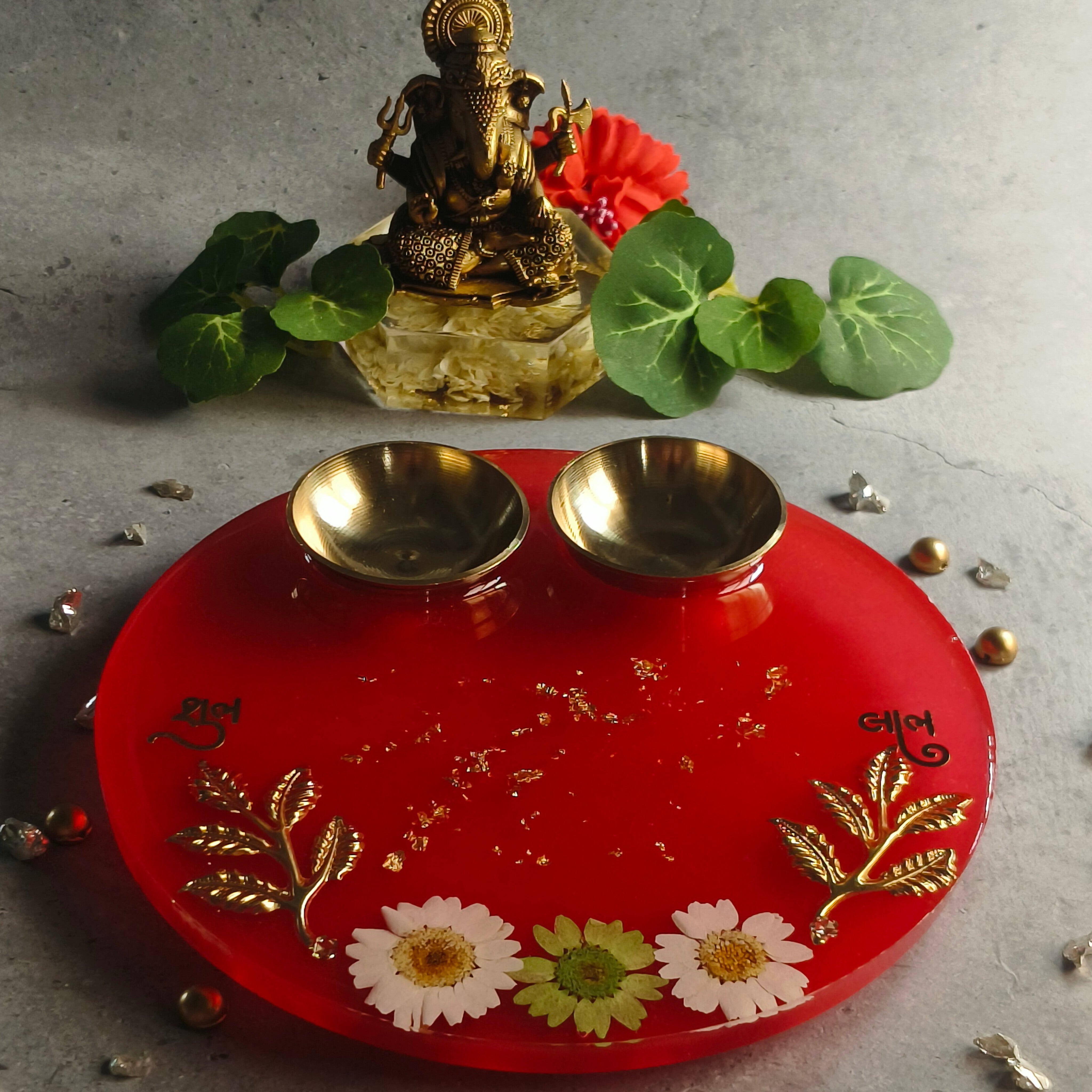 Resin Pooja Thali – Handcrafted Decorative Puja Plate for Festivals & Gifting