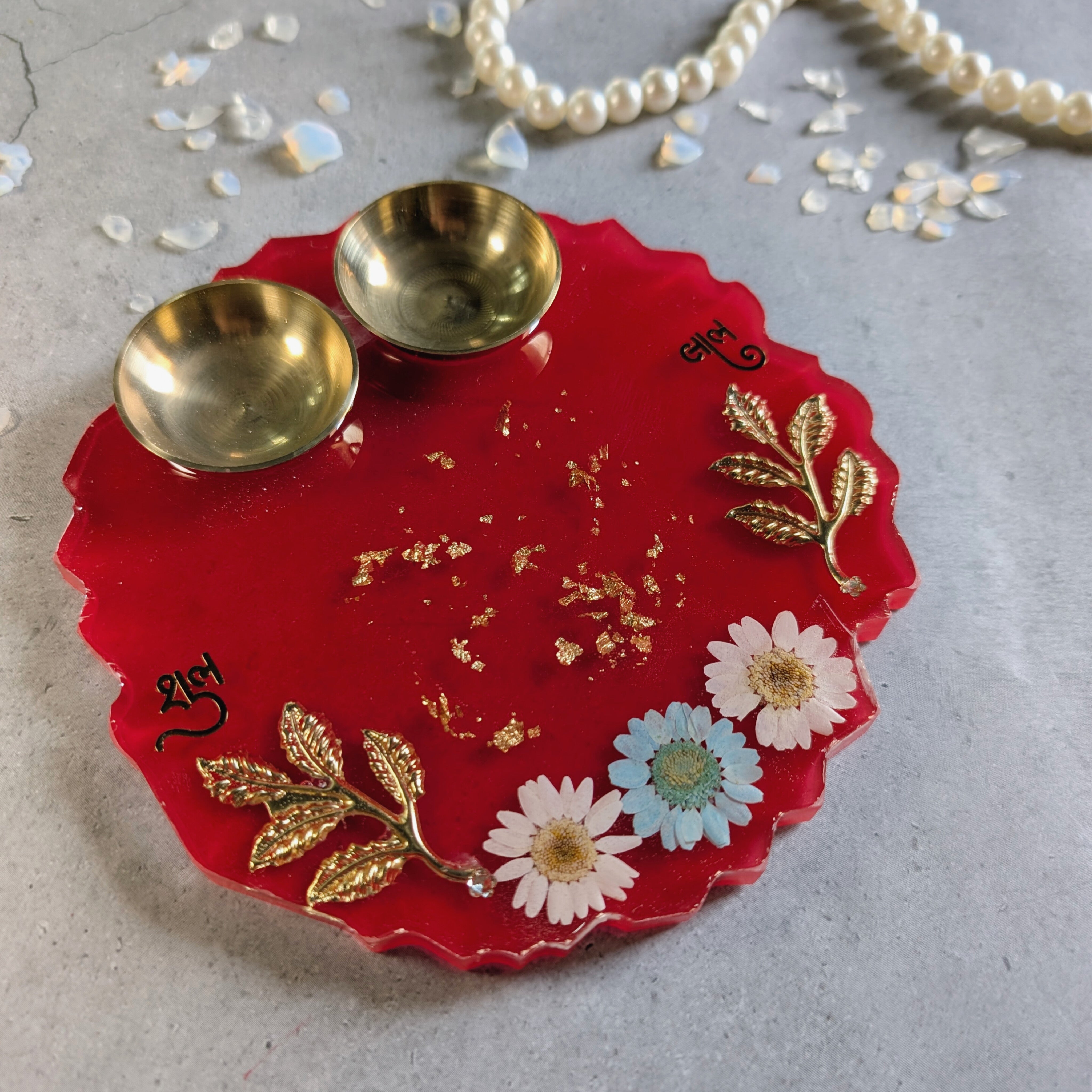 Resin Pooja Thali – Handcrafted Decorative Puja Plate for Festivals & Gifting