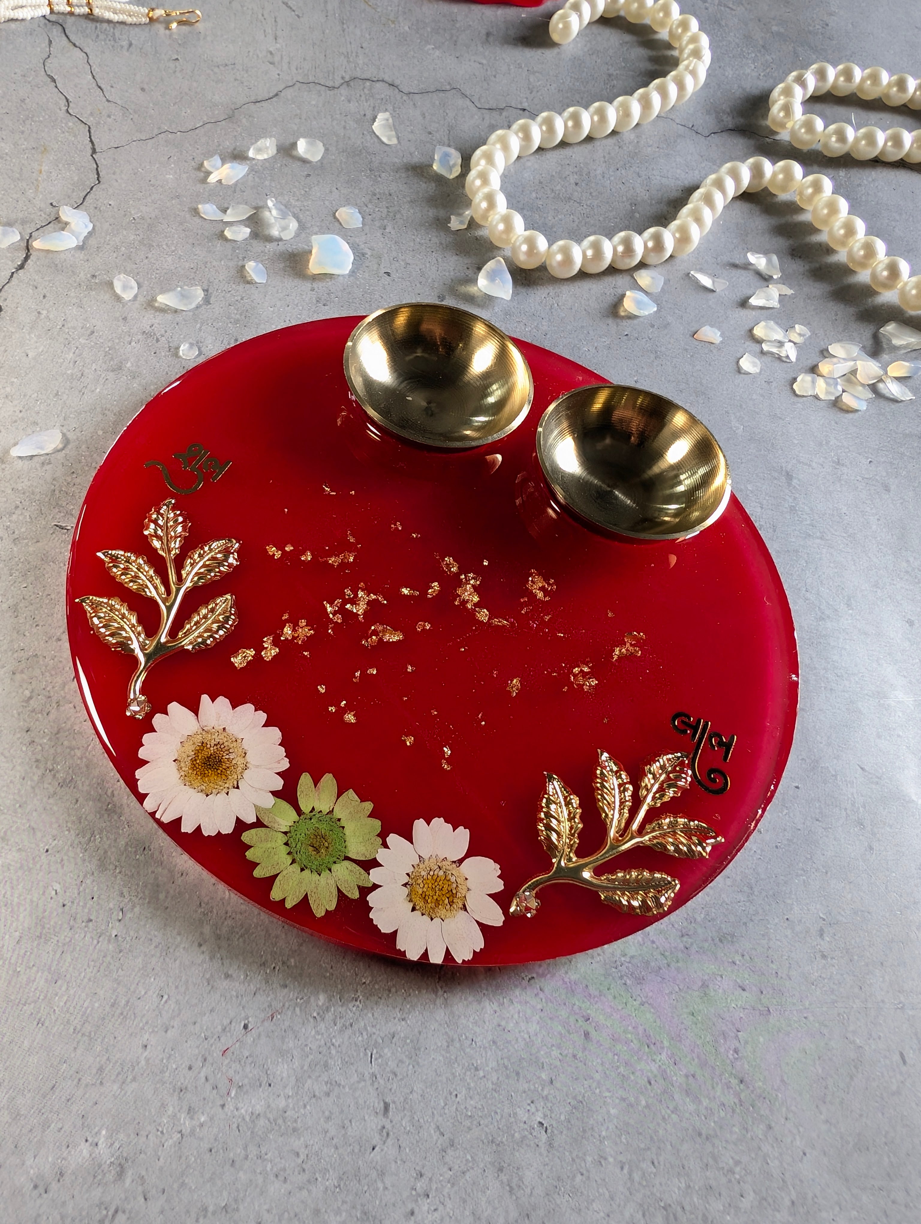 Resin Pooja Thali – Handcrafted Decorative Puja Plate for Festivals & Gifting