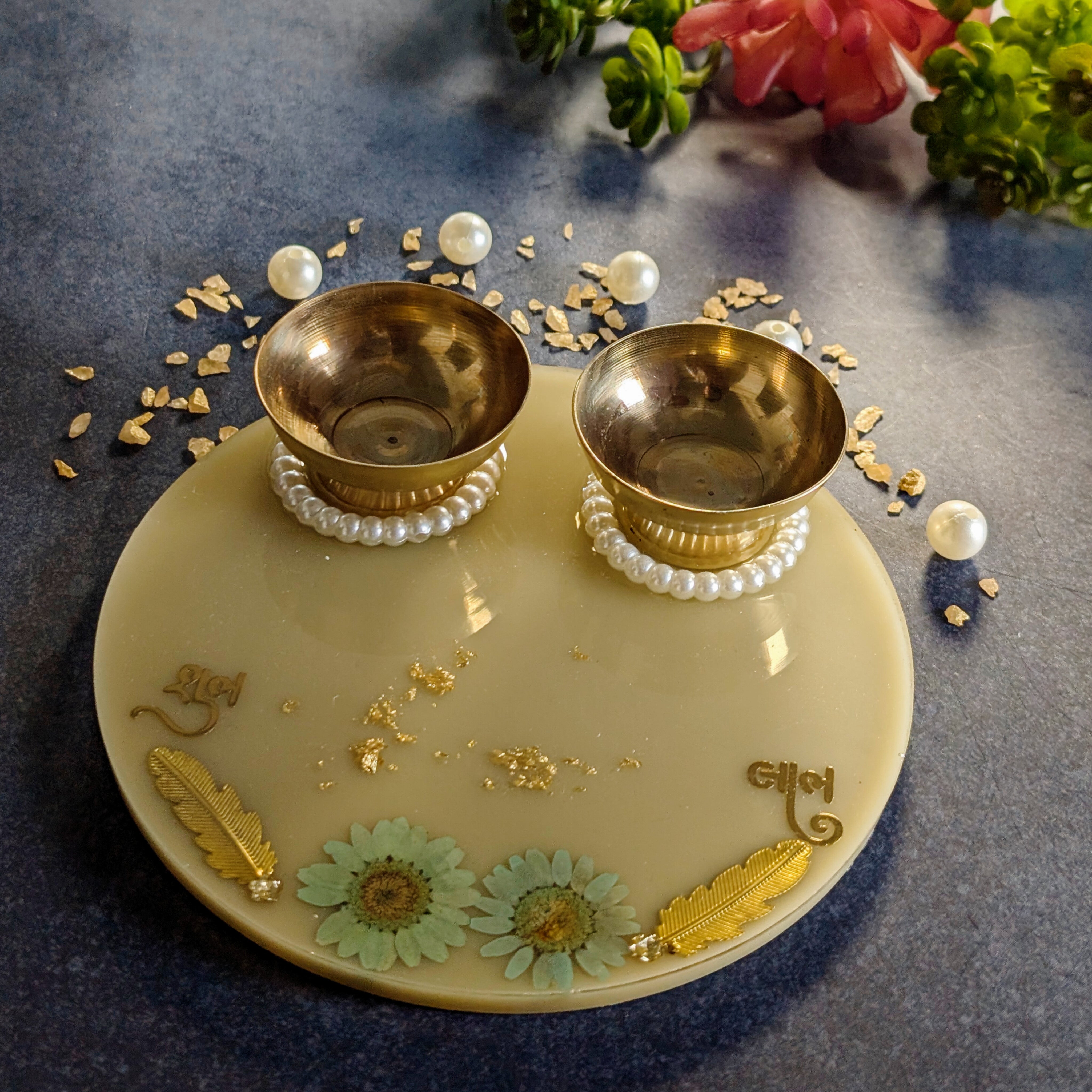 Resin Pooja Thali – Handcrafted Decorative Puja Plate for Festivals & Gifting
