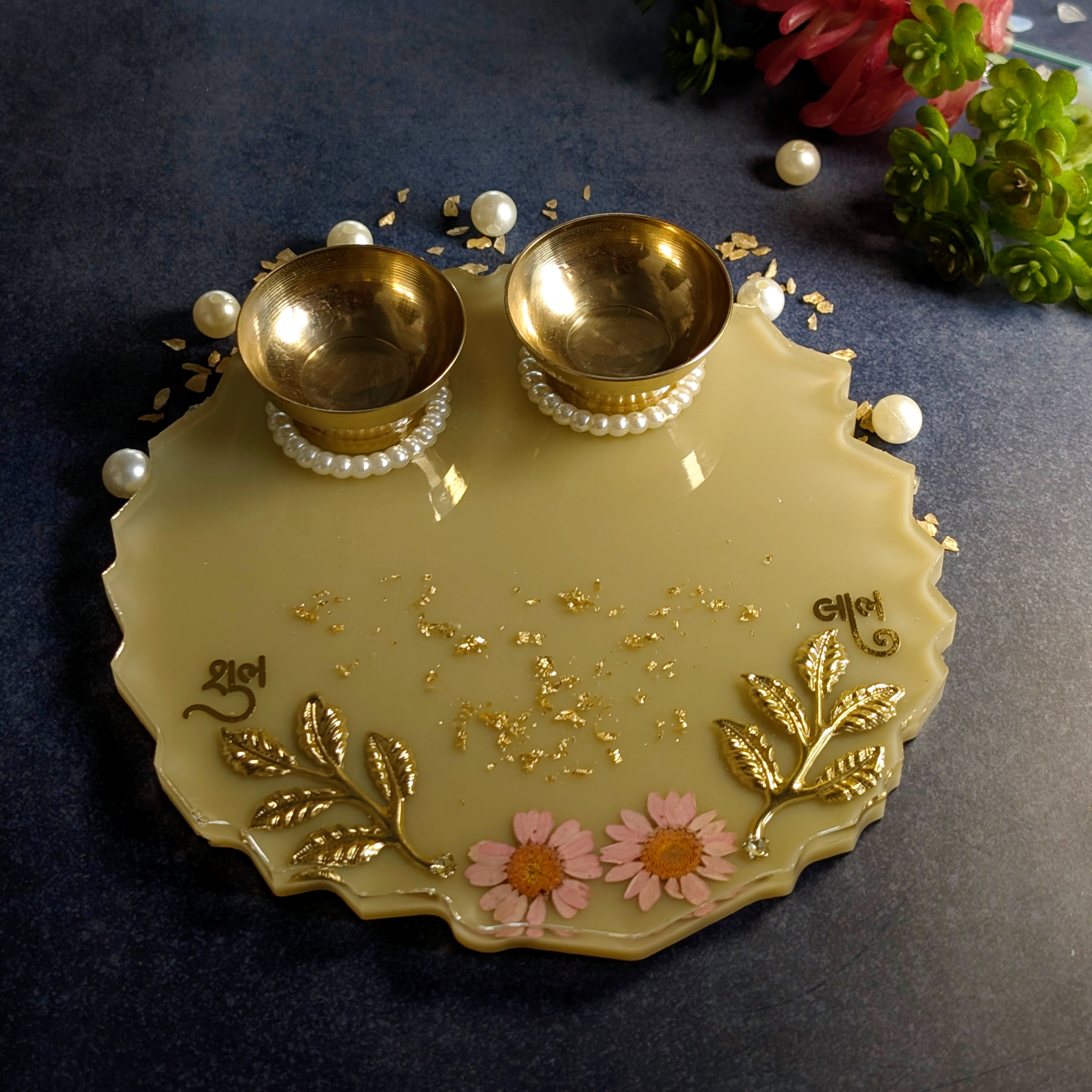 Resin Pooja Thali – Handcrafted Decorative Puja Plate for Festivals & Gifting