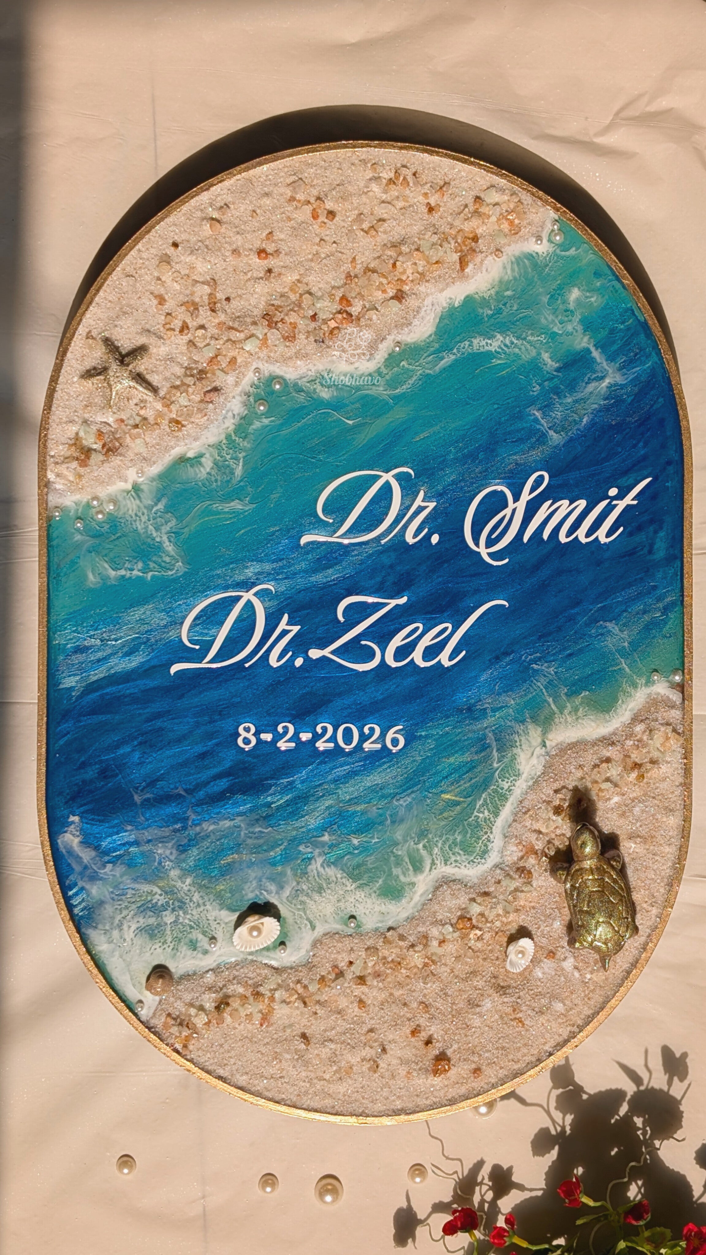Tides of Love – Personalized Beach Theme Resin Memory Keepsake Frame