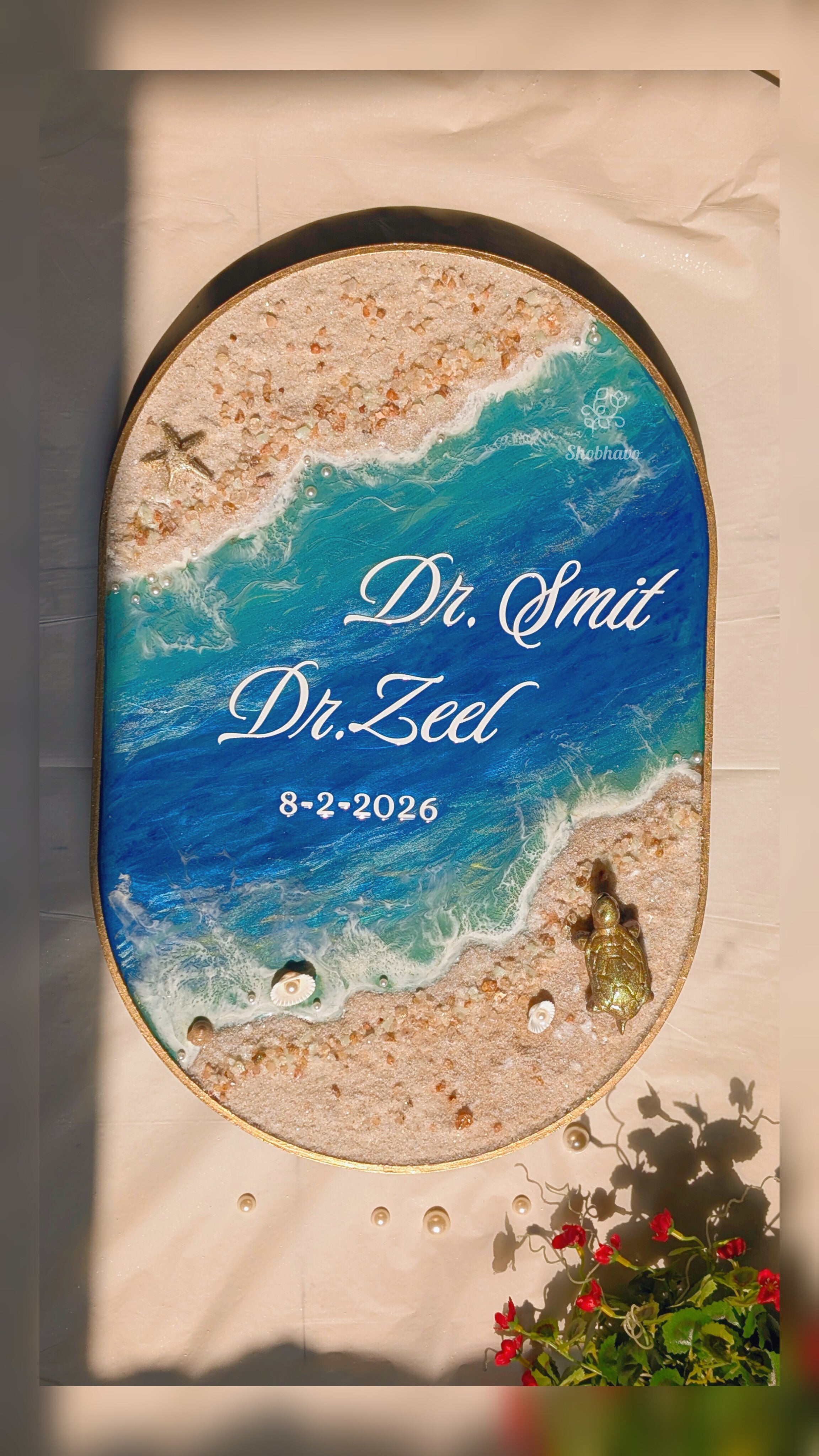 Tides of Love – Personalized Beach Theme Resin Memory Keepsake Frame