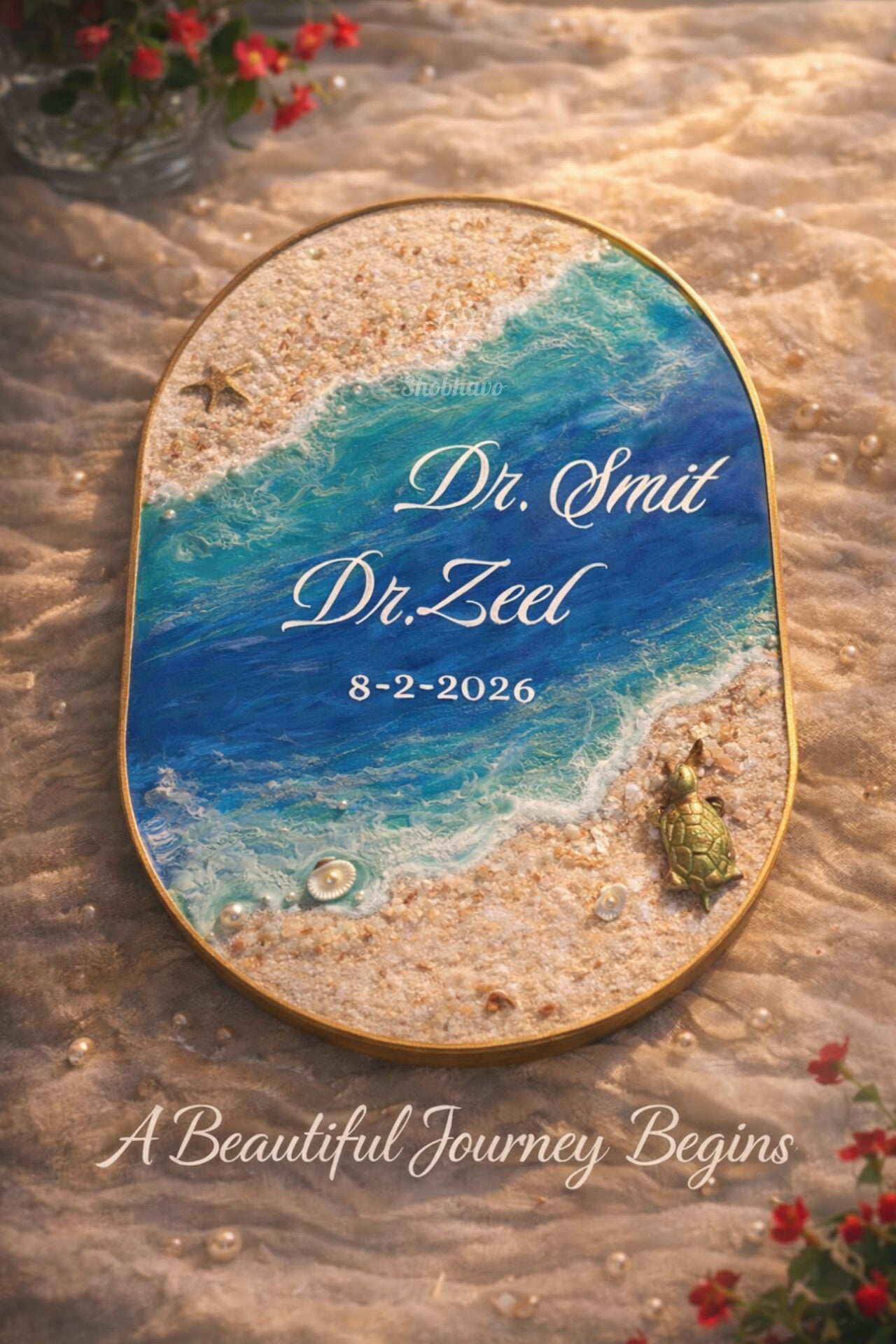 Tides of Love – Personalized Beach Theme Resin Memory Keepsake Frame
