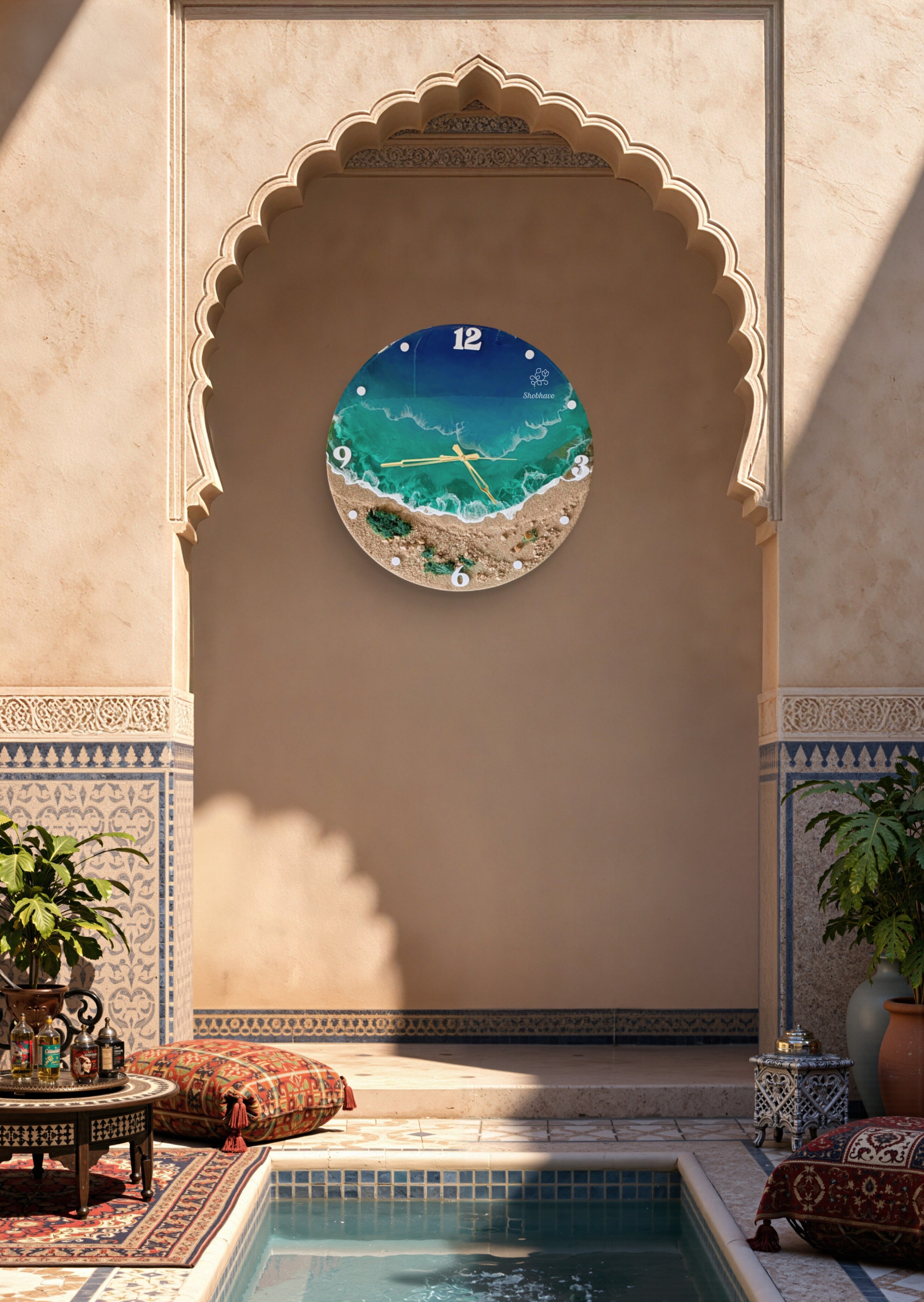 Ocean Breeze 3D Wave Resin Wall Clock – Handcrafted Coastal Home Décor