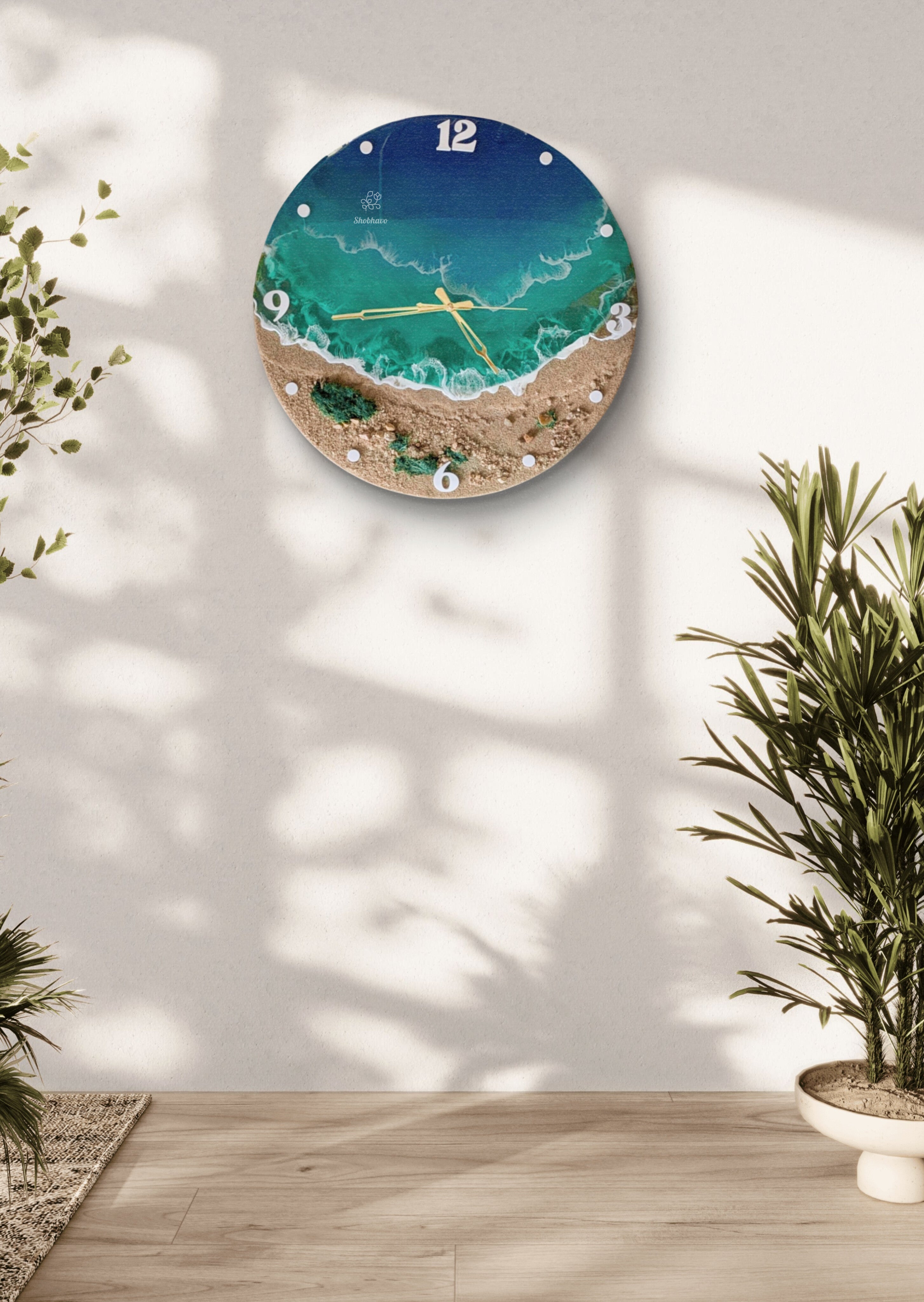 Ocean Breeze 3D Wave Resin Wall Clock – Handcrafted Coastal Home Décor