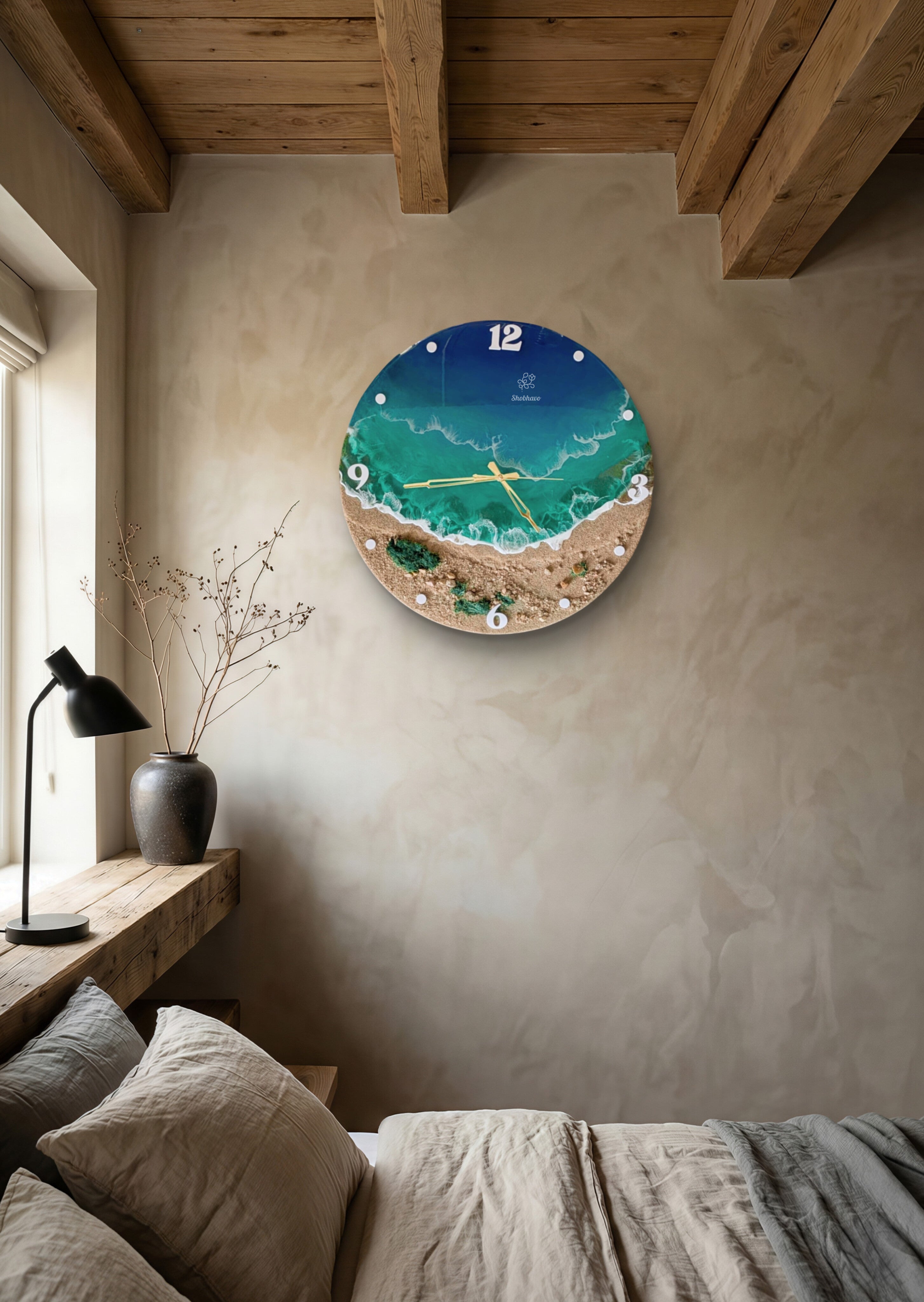 Ocean Breeze 3D Wave Resin Wall Clock – Handcrafted Coastal Home Décor