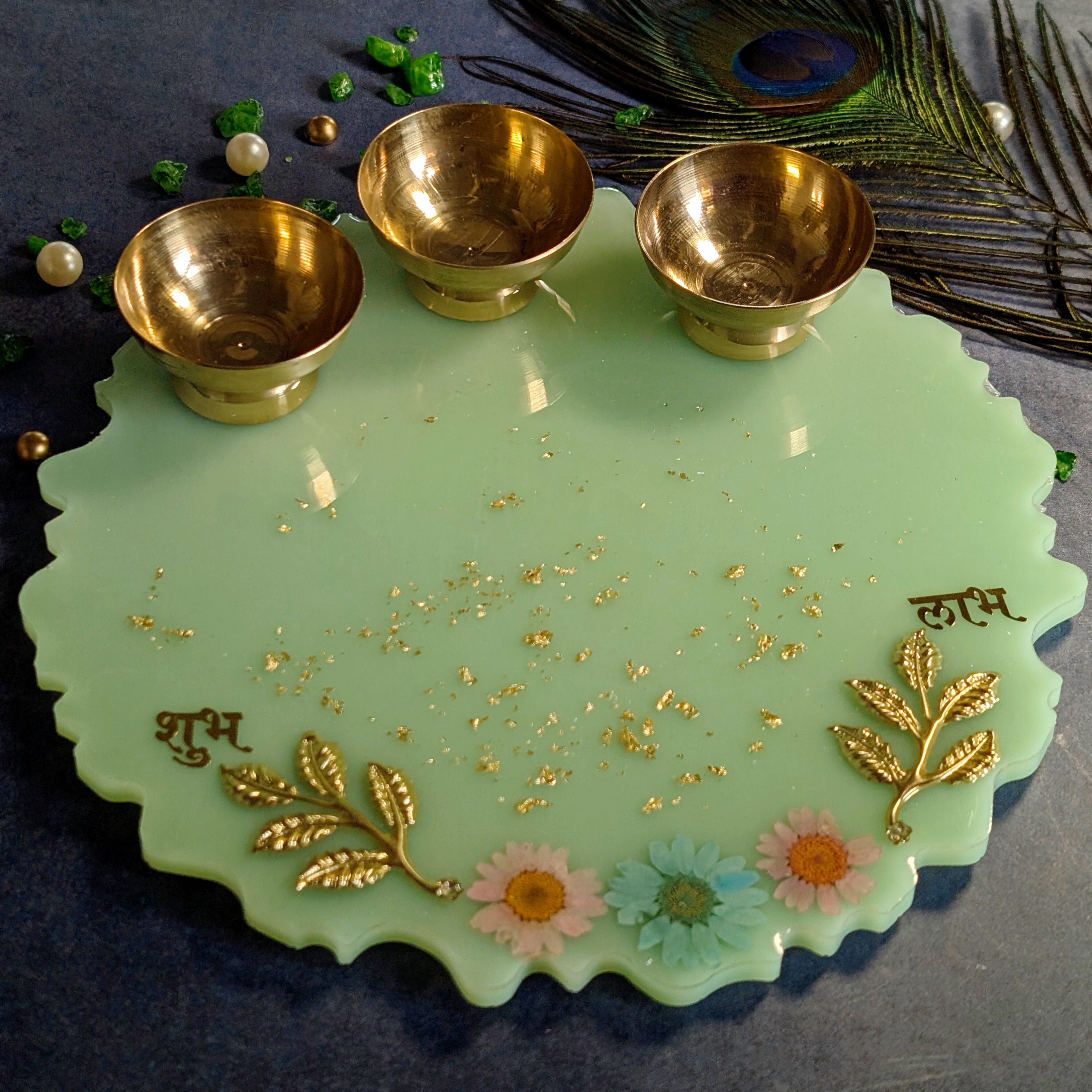 Resin Pooja Thali – Handcrafted Decorative Puja Plate for Festivals & Gifting