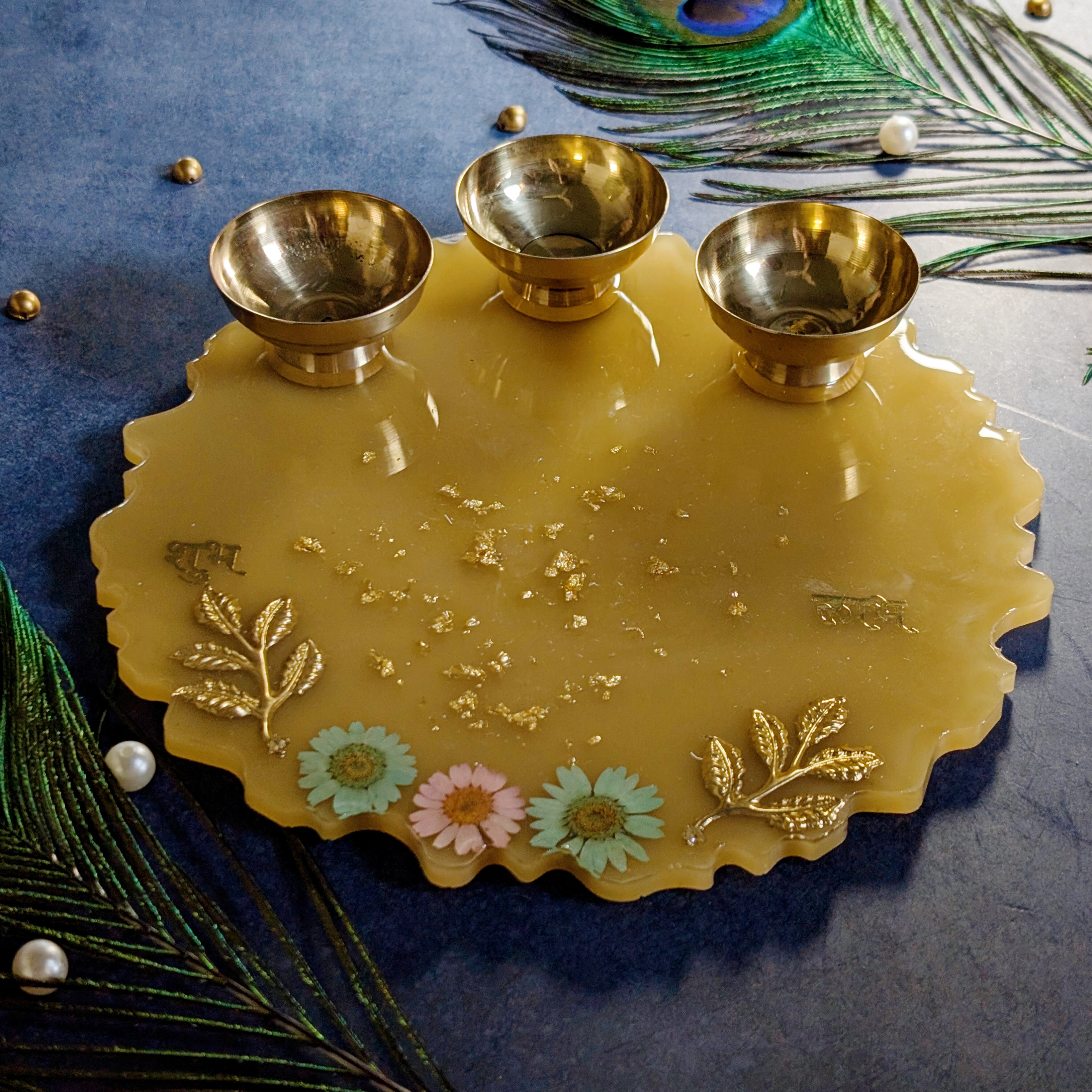 Resin Pooja Thali – Handcrafted Decorative Puja Plate for Festivals & Gifting