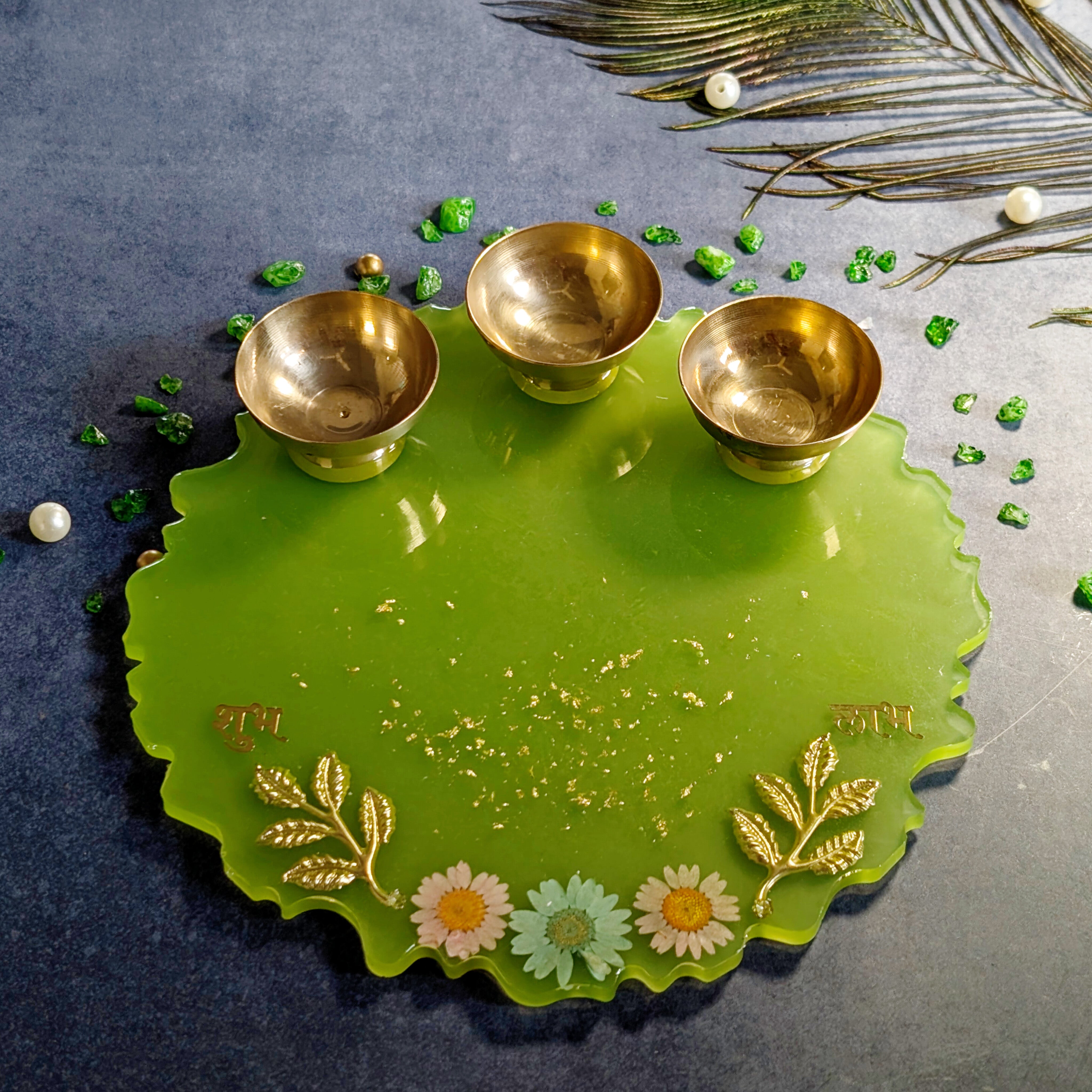 Resin Pooja Thali – Handcrafted Decorative Puja Plate for Festivals & Gifting