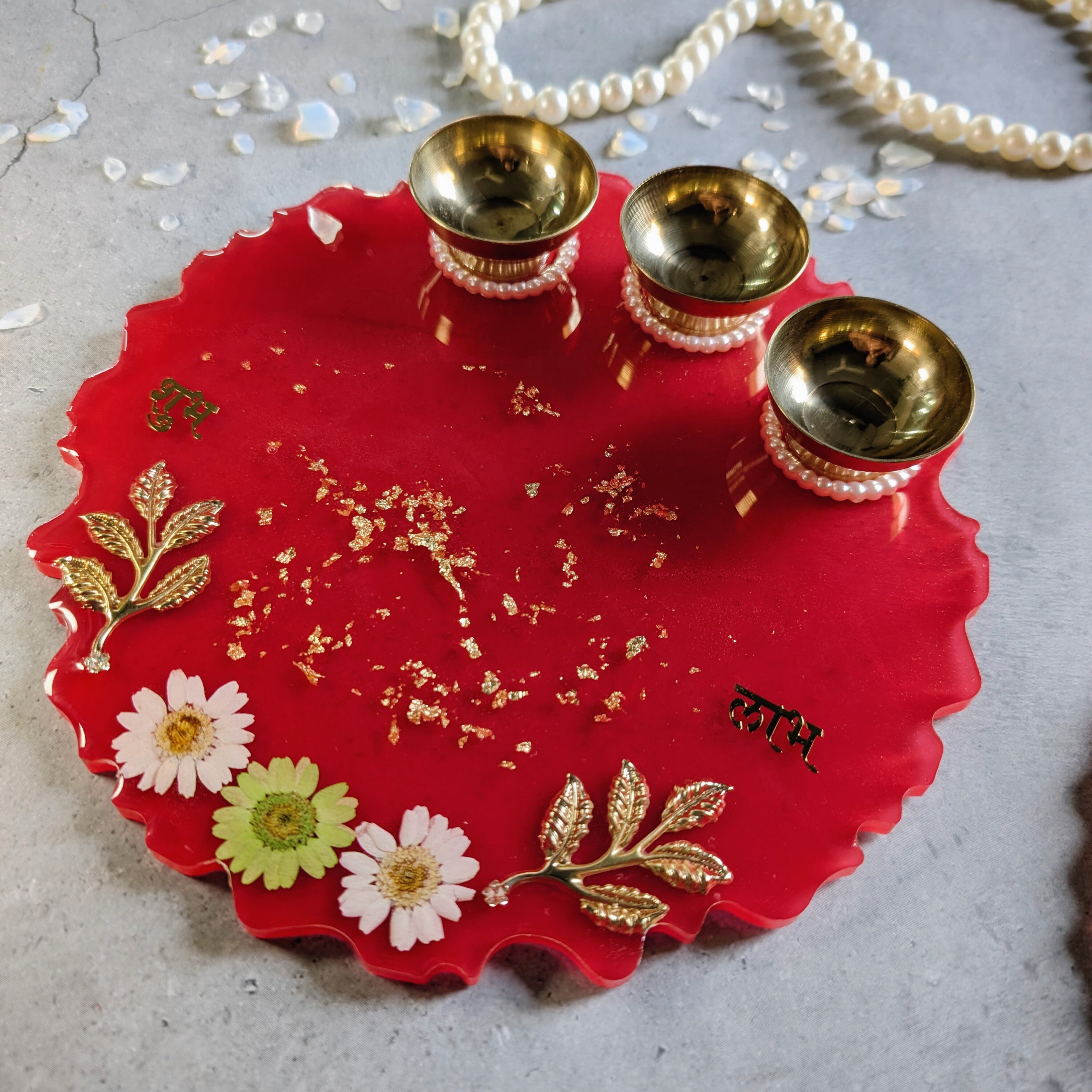Resin Pooja Thali – Handcrafted Decorative Puja Plate for Festivals & Gifting