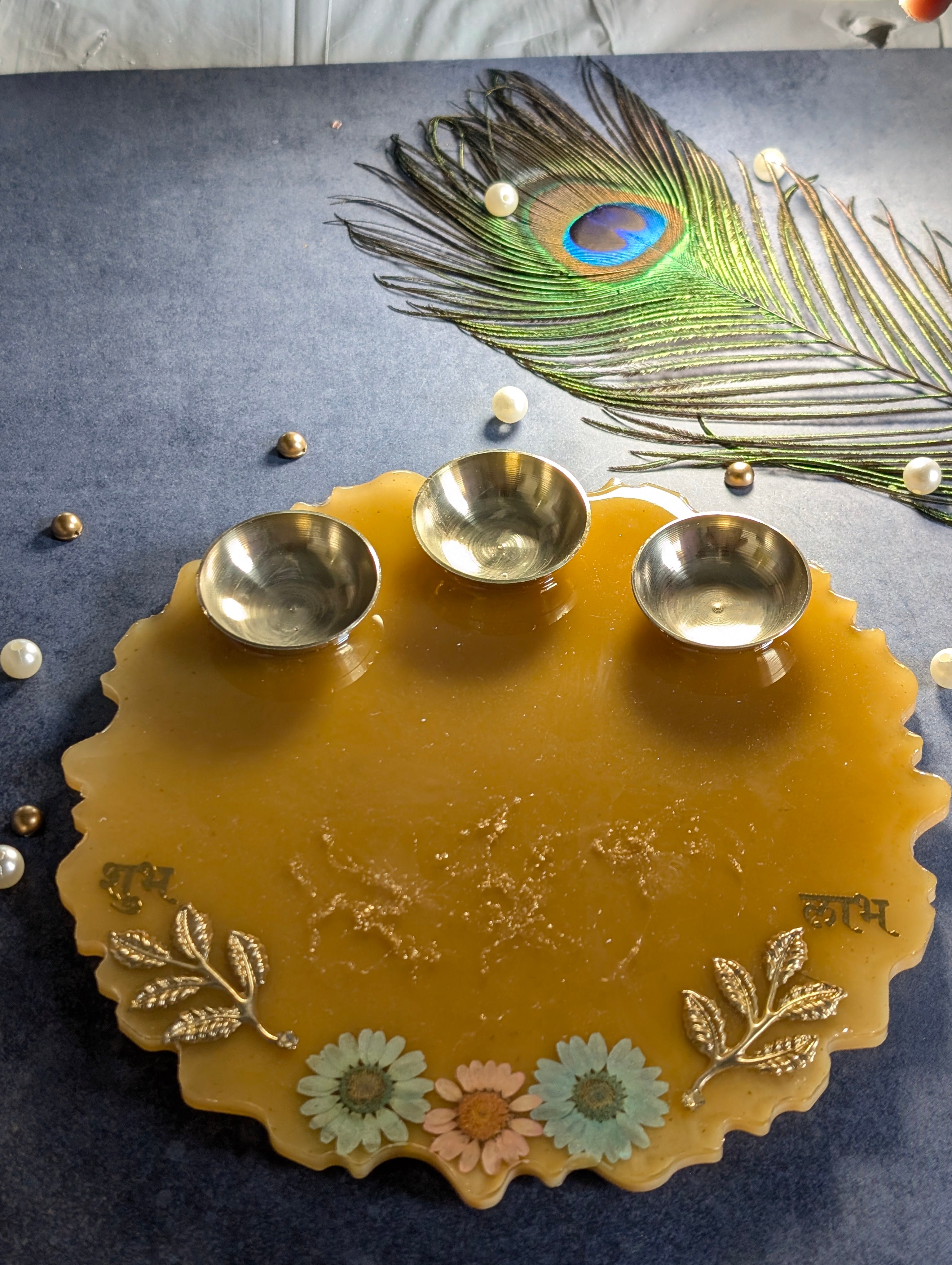 Resin Pooja Thali – Handcrafted Decorative Puja Plate for Festivals & Gifting