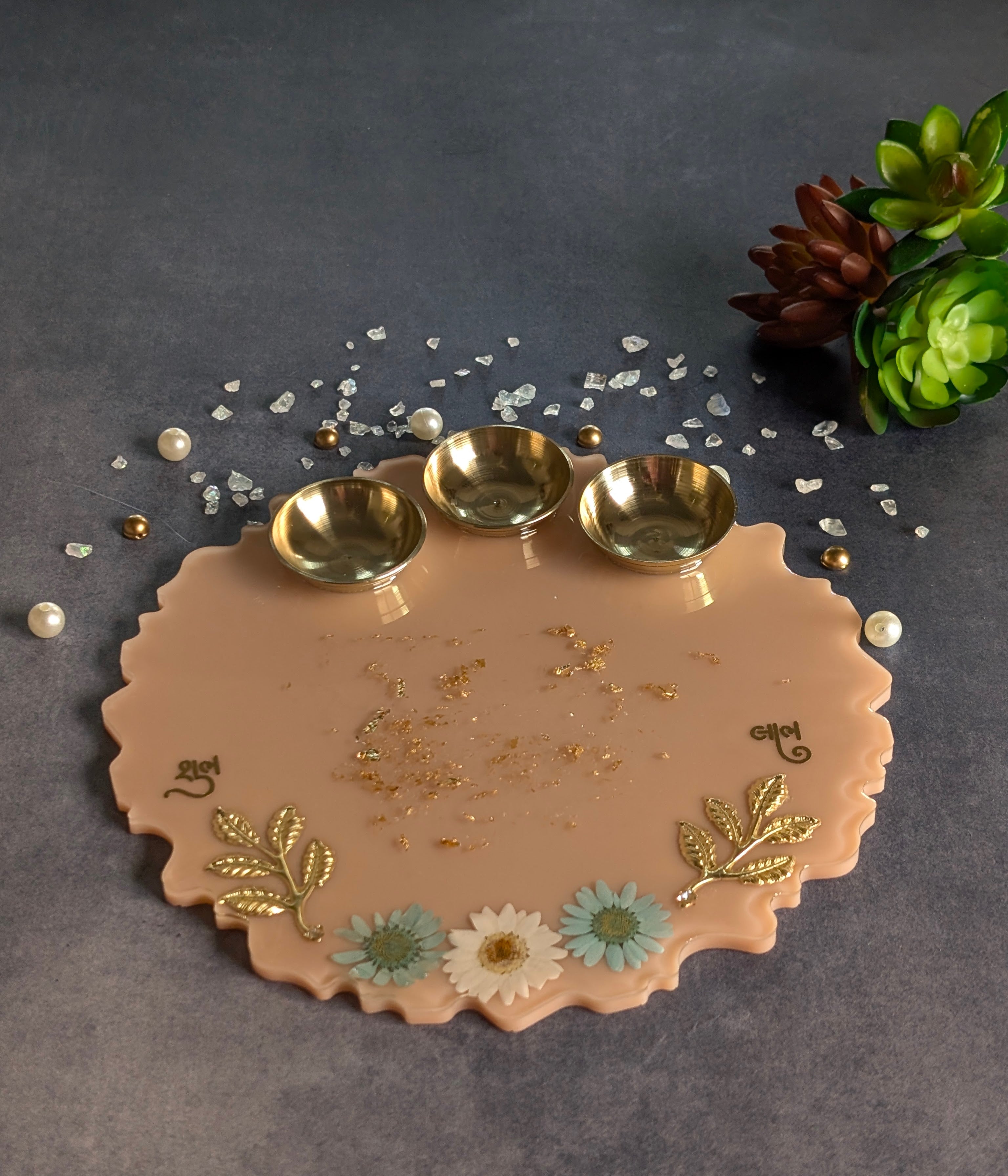 Resin Pooja Thali – Handcrafted Decorative Puja Plate for Festivals & Gifting