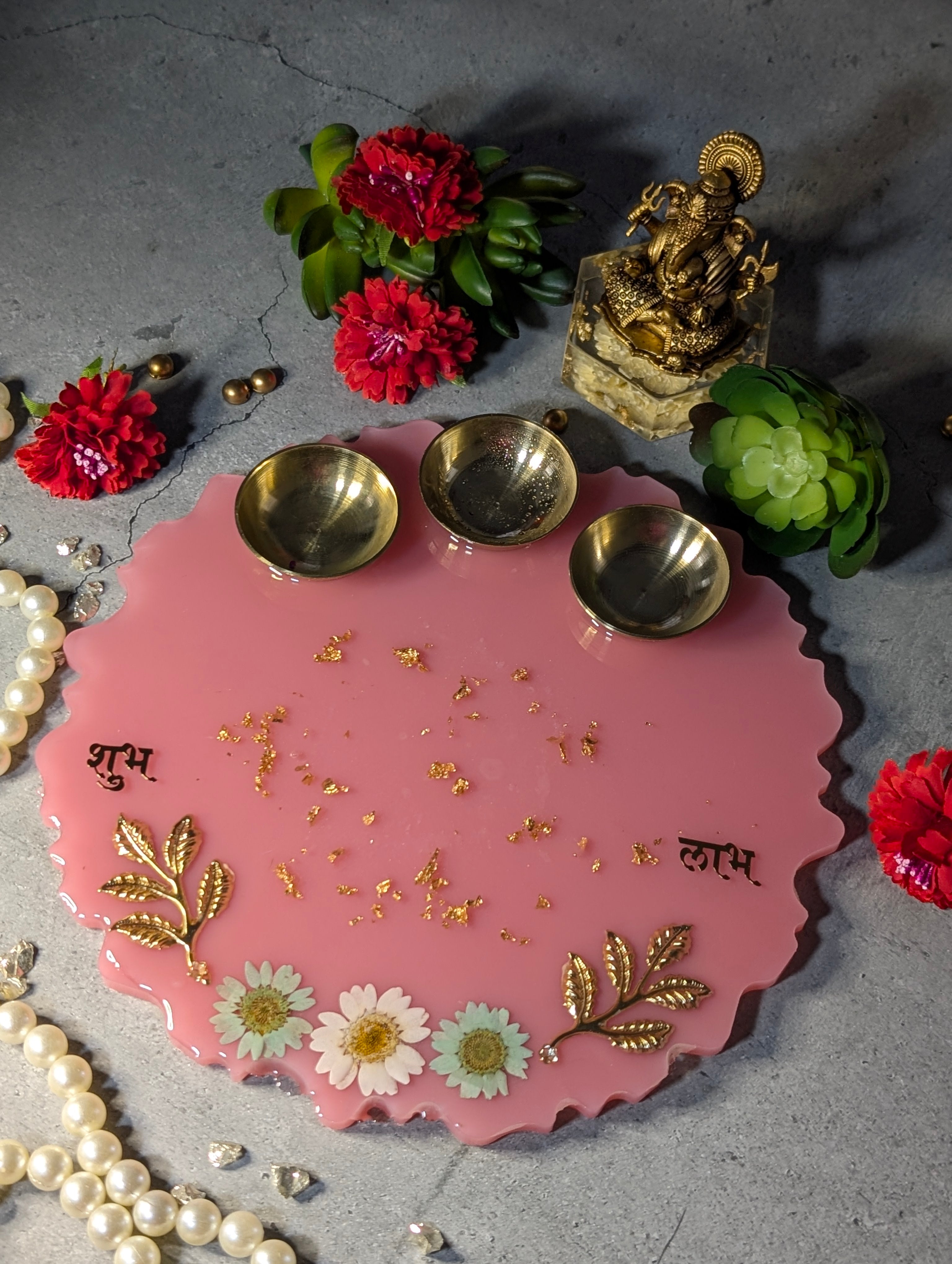 Resin Pooja Thali – Handcrafted Decorative Puja Plate for Festivals & Gifting