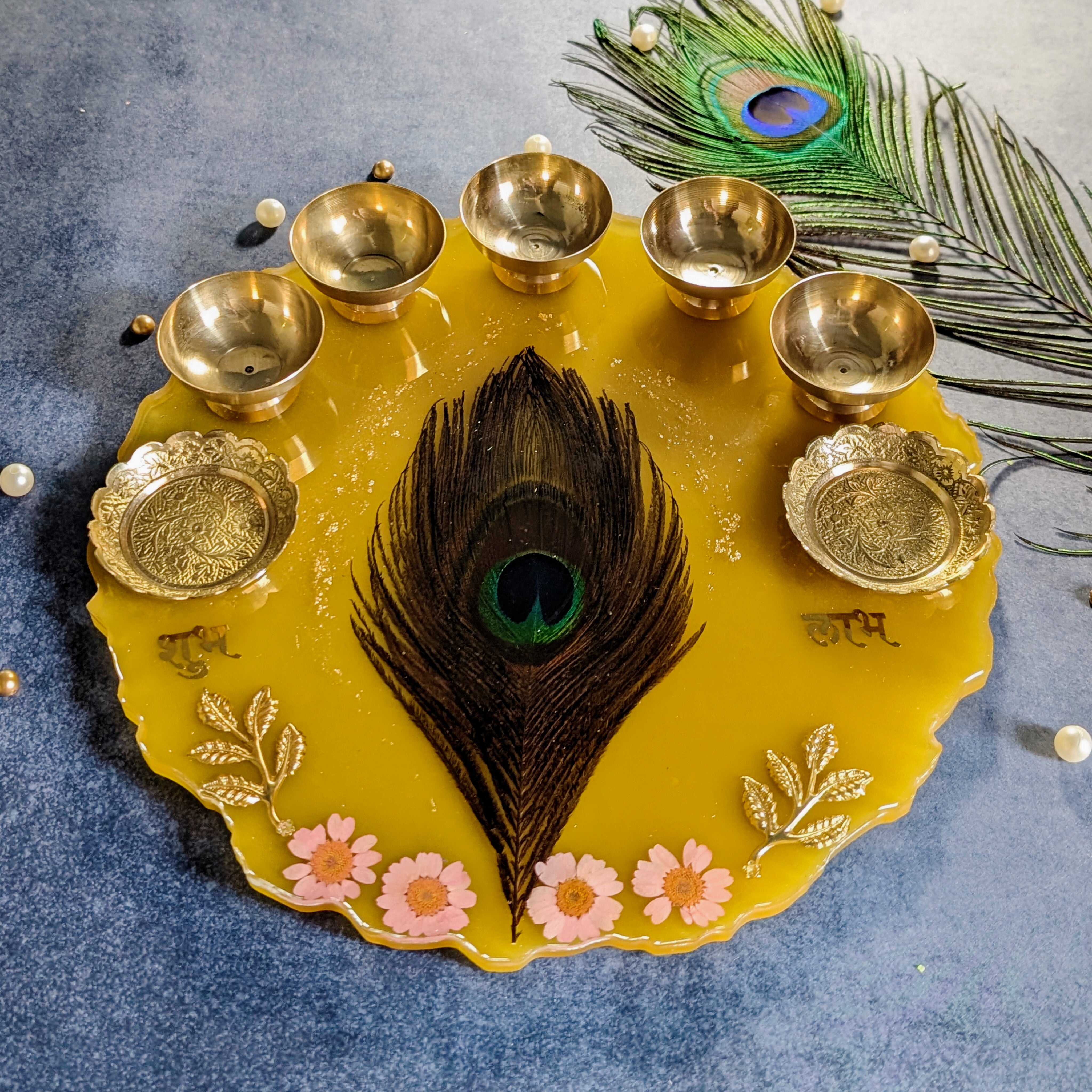 Resin Pooja Thali – Handcrafted Decorative Puja Plate for Festivals & Gifting