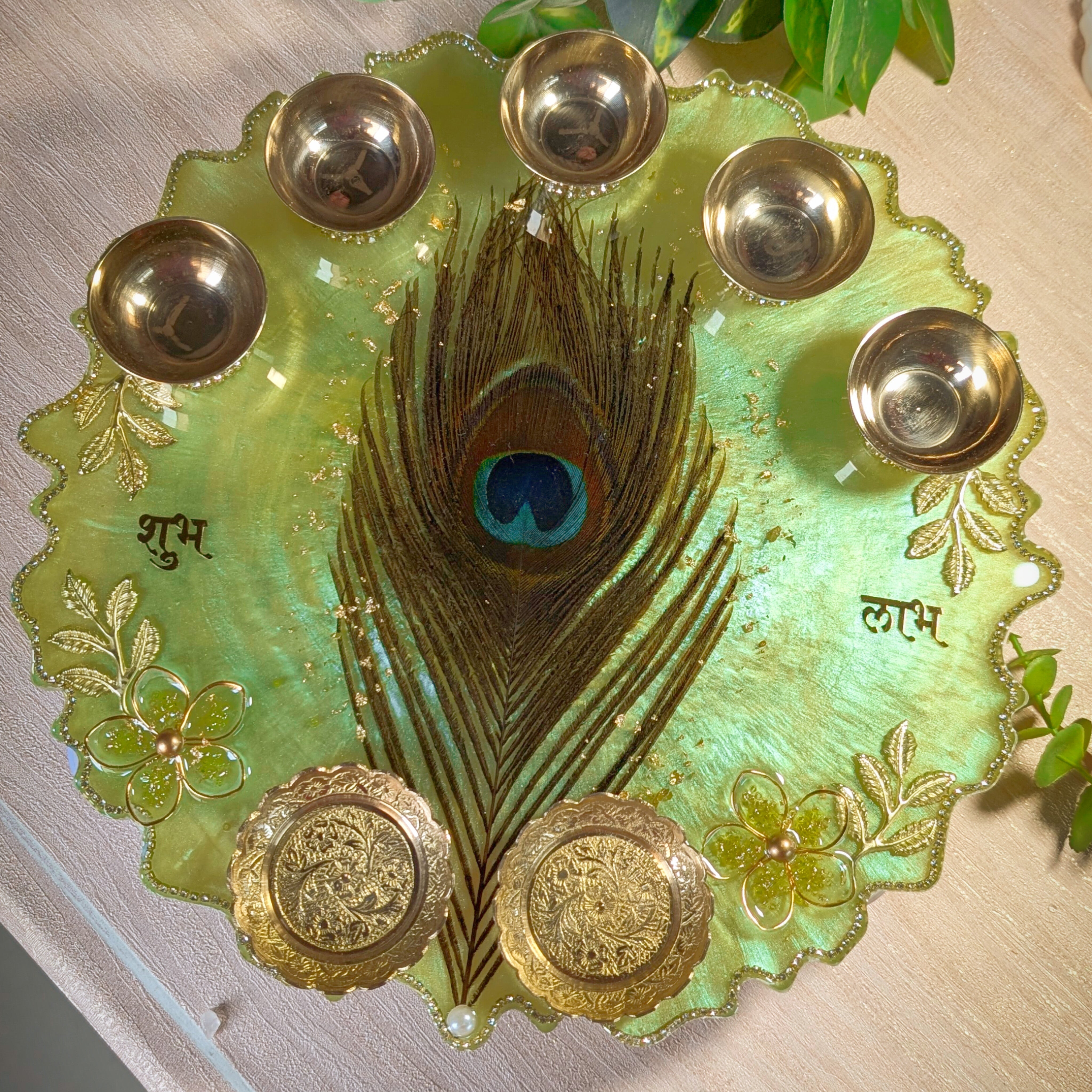 Resin Pooja Thali – Handcrafted Decorative Puja Plate for Festivals & Gifting