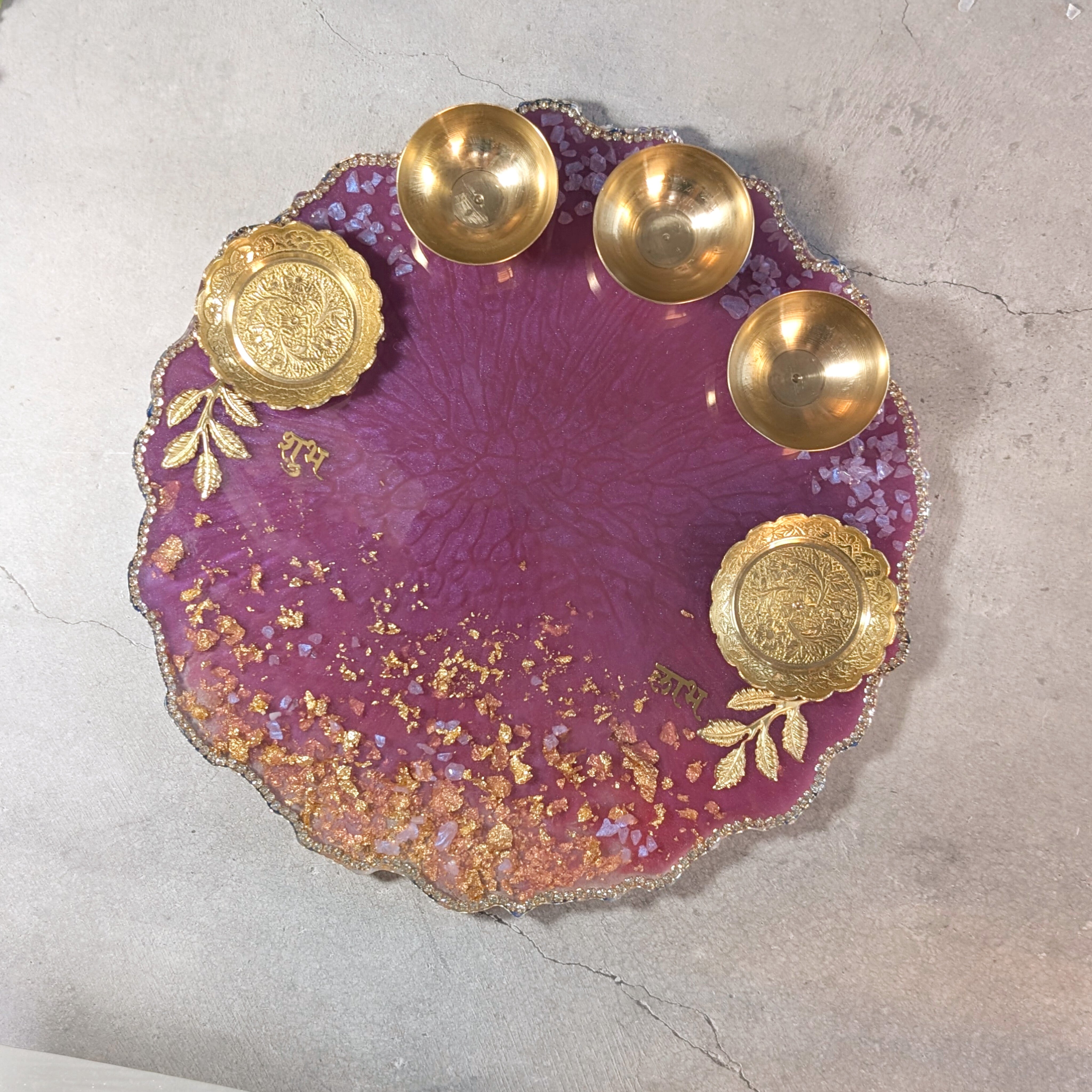 Resin Pooja Thali – Handcrafted Decorative Puja Plate for Festivals & Gifting