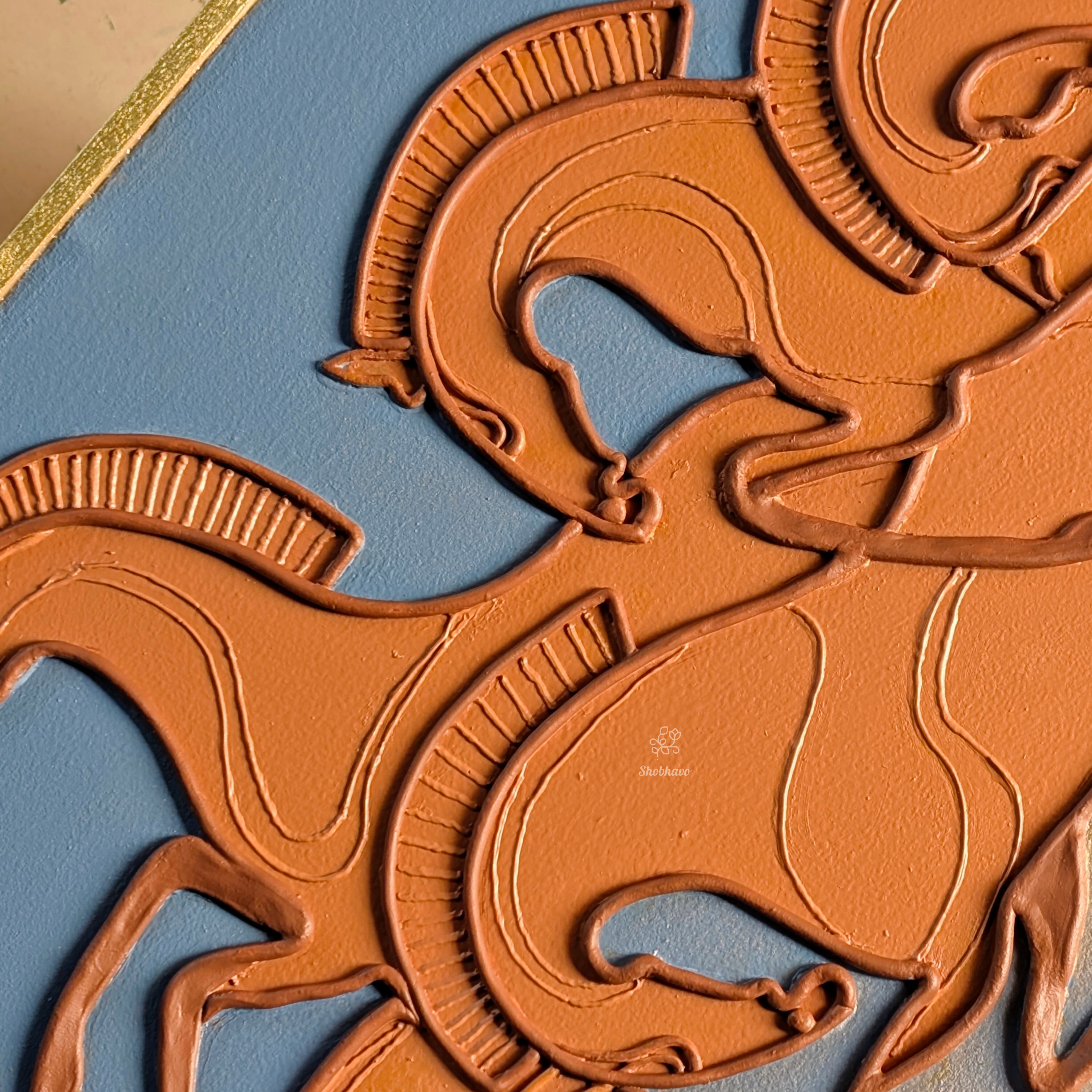 Golden Momentum – Seven Horses of Success Resin Wall Art | Handcrafted Luxury Home Décor