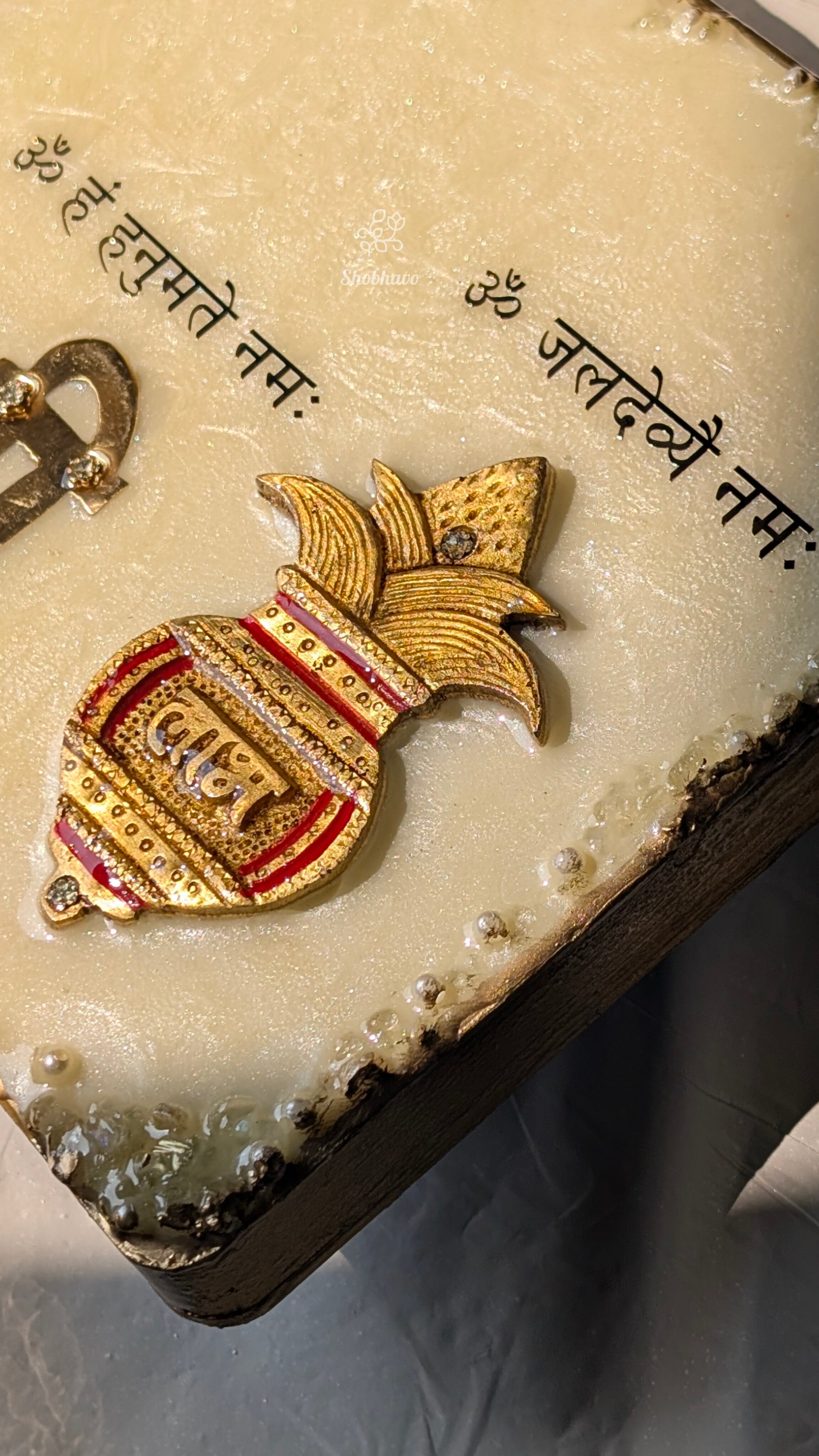 Surya Shakti Entrance Wall Art – Handcrafted Brass Resin Blessing Frame for Home